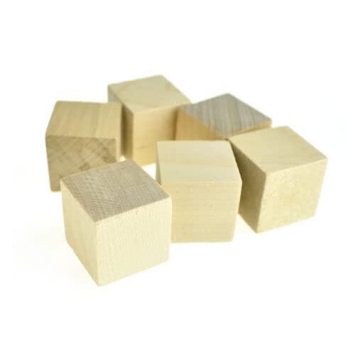 Generic Natural Wooden Cube Blocks, 1-Inch, 6-Piece
