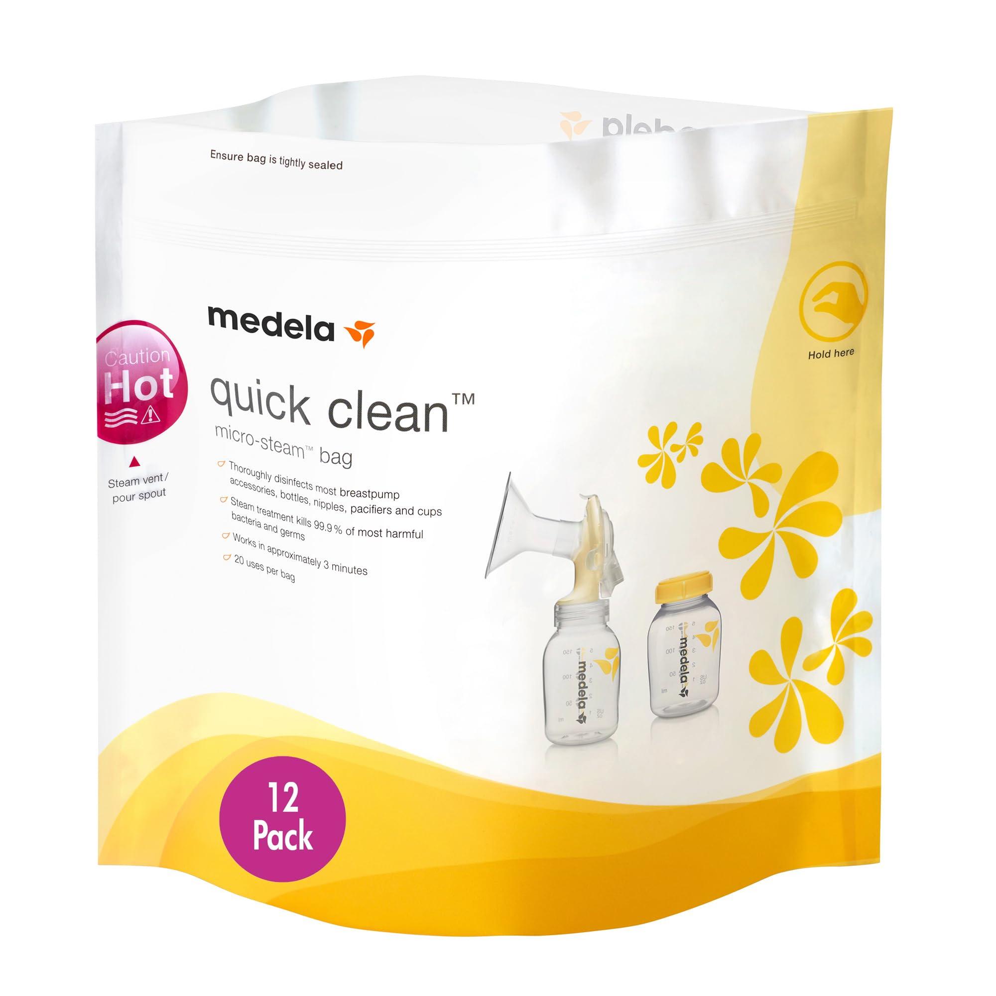 Medela Medela Quick Clean Steam Bags for Breast Pump Parts, Nipple Shields for Latching Difficulties, Flat or Inverted Nipples, 2 Count