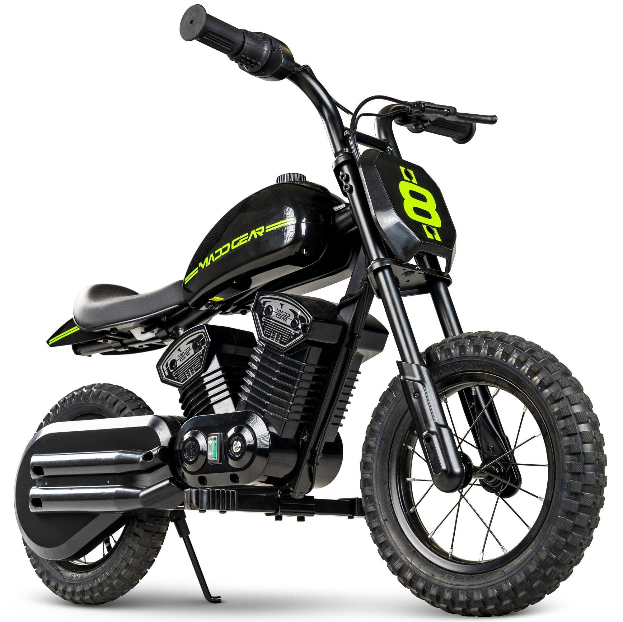 Madd Gear Madd Gear 24-Volt My 1st Mini Electric Dirt Bike for Kids Ages 5-8 - Dual Speed Up to 10 MPH, 12\" Tires, 7.5 Mile Range, 110 lbs Max Capacity - Lightweight, Safe Electric Motorcycle