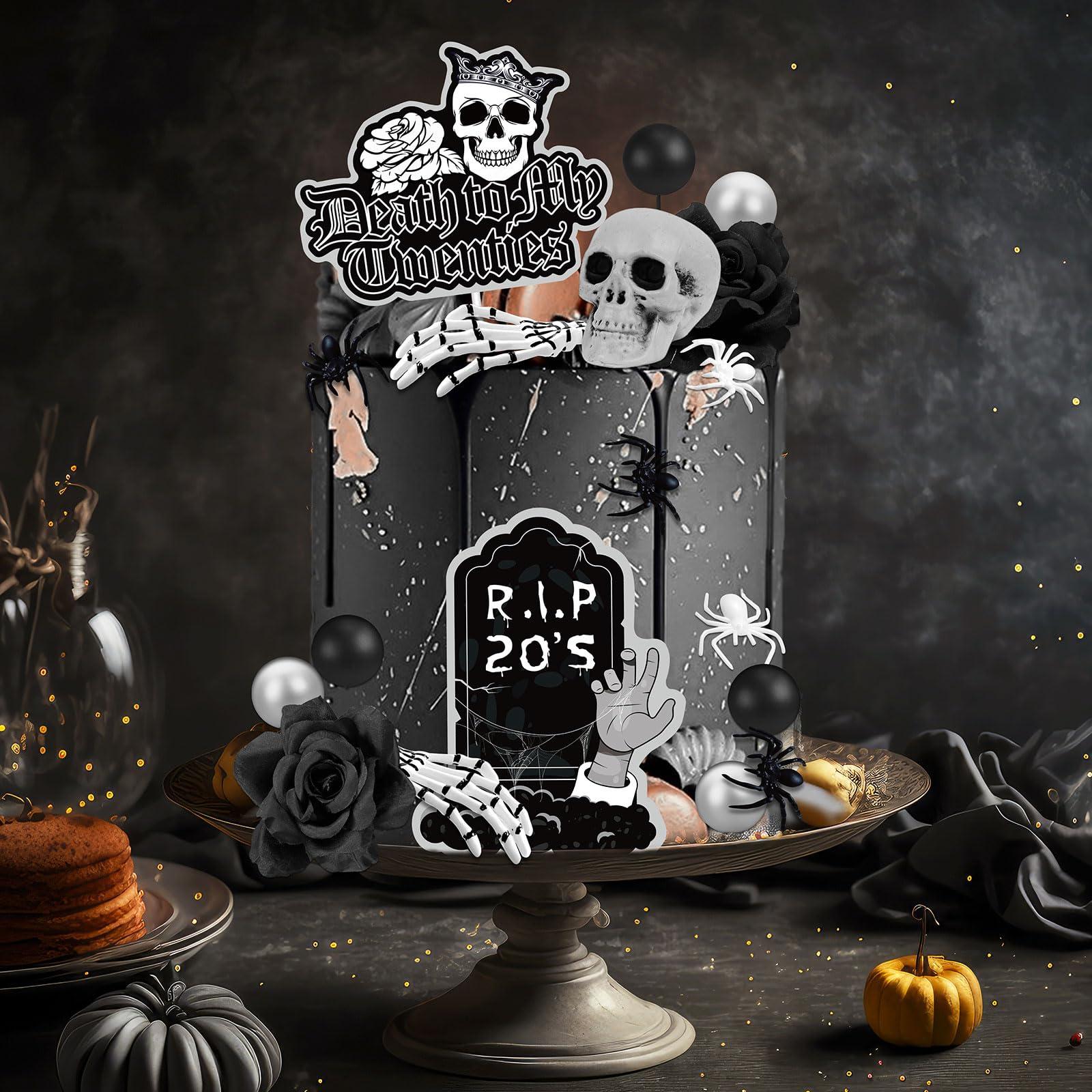 TSVATE Death to My 20s Cake Topper, 30th Birthday Cake Topper, Rip to My 20s Cake Topper Funeral Black Cake Decorations, Death to My 20s Decorations 30th birthday Decorations for Her Him Dirty 30 Cake Topper