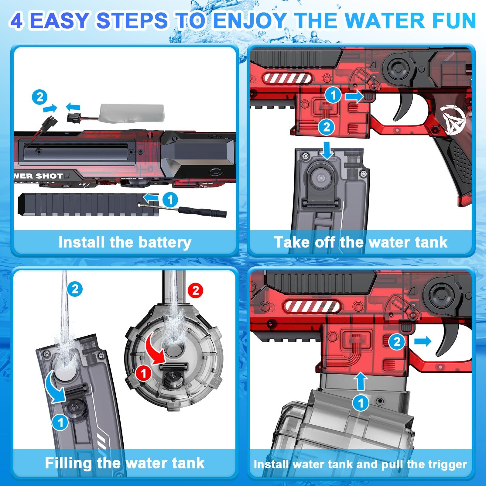 XINGYING XingYing Electric Water Guns for Adults Kids, Full Auto Water Pistol with up to 26 Ft Long Range, Strongest Water Blaster IP67 Waterproof, Squirt Gun for Kids Ages 8-12 Outdoor Beach Party