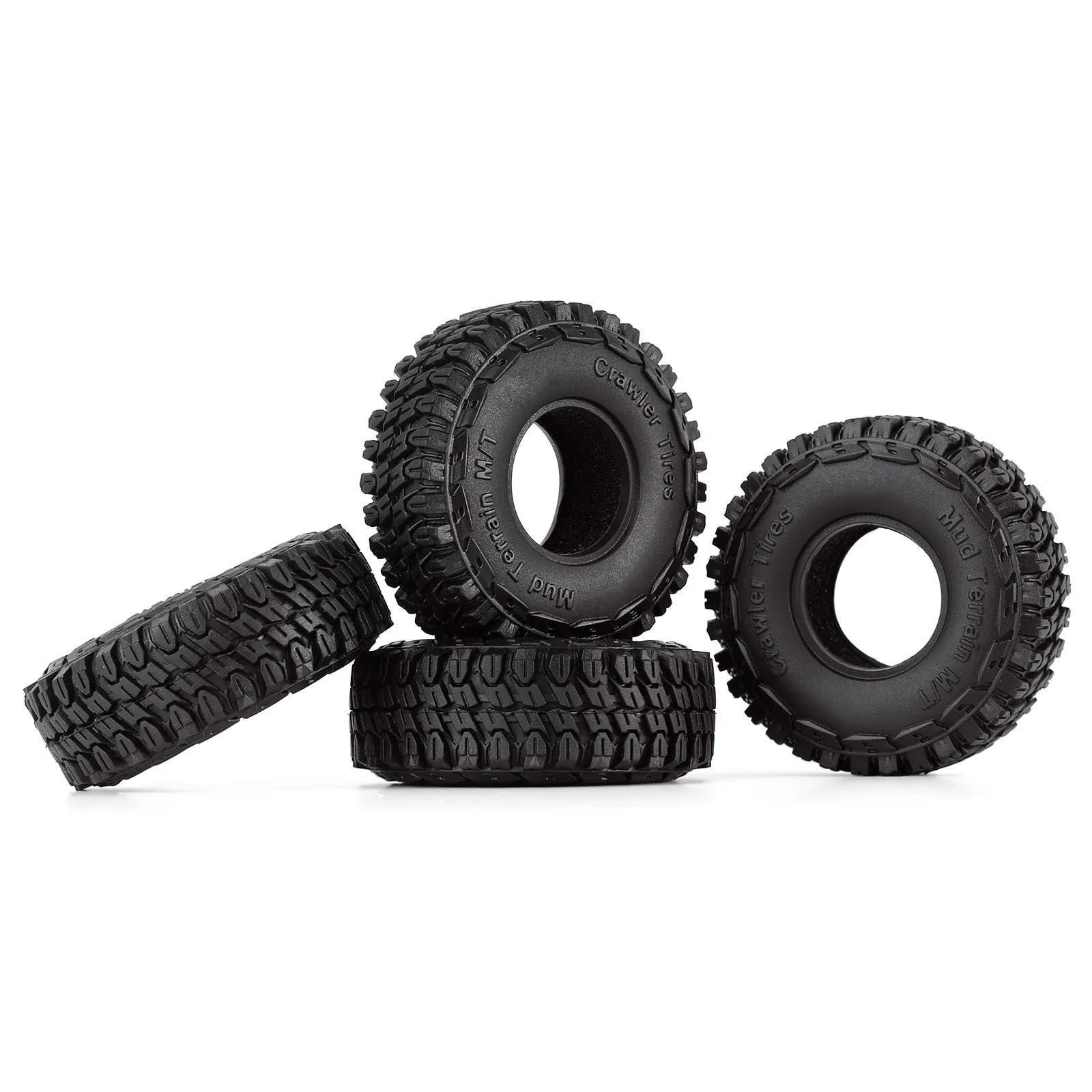 AMLIK AMLIK RC Car Accessories Compatible with Axial for SCX24 for Gladiator for AX24 1.0\"\" Soft Rubber Mud Terrain Wheel Tires for 1/18 1/24 RC Crawler Car Upgrade Part (T1002)