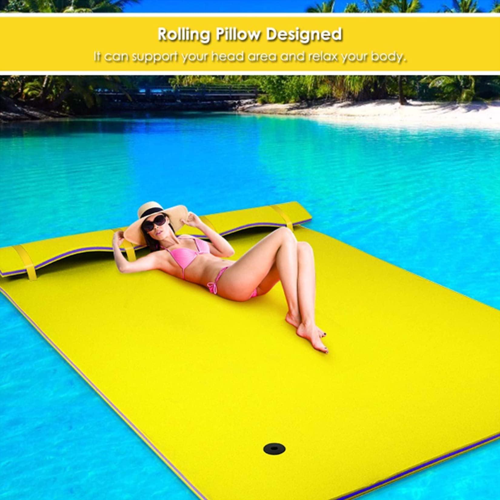 Llchaensc Llchaensc Large Floating Mat for Kids and Family,Anti-Tear 3-Layer XPE Foam Water Pad for Lake Pool Beach Ocean - Summer Recreation Outdoor Fun,Yellow,1.8mx0.6mx3.3cm