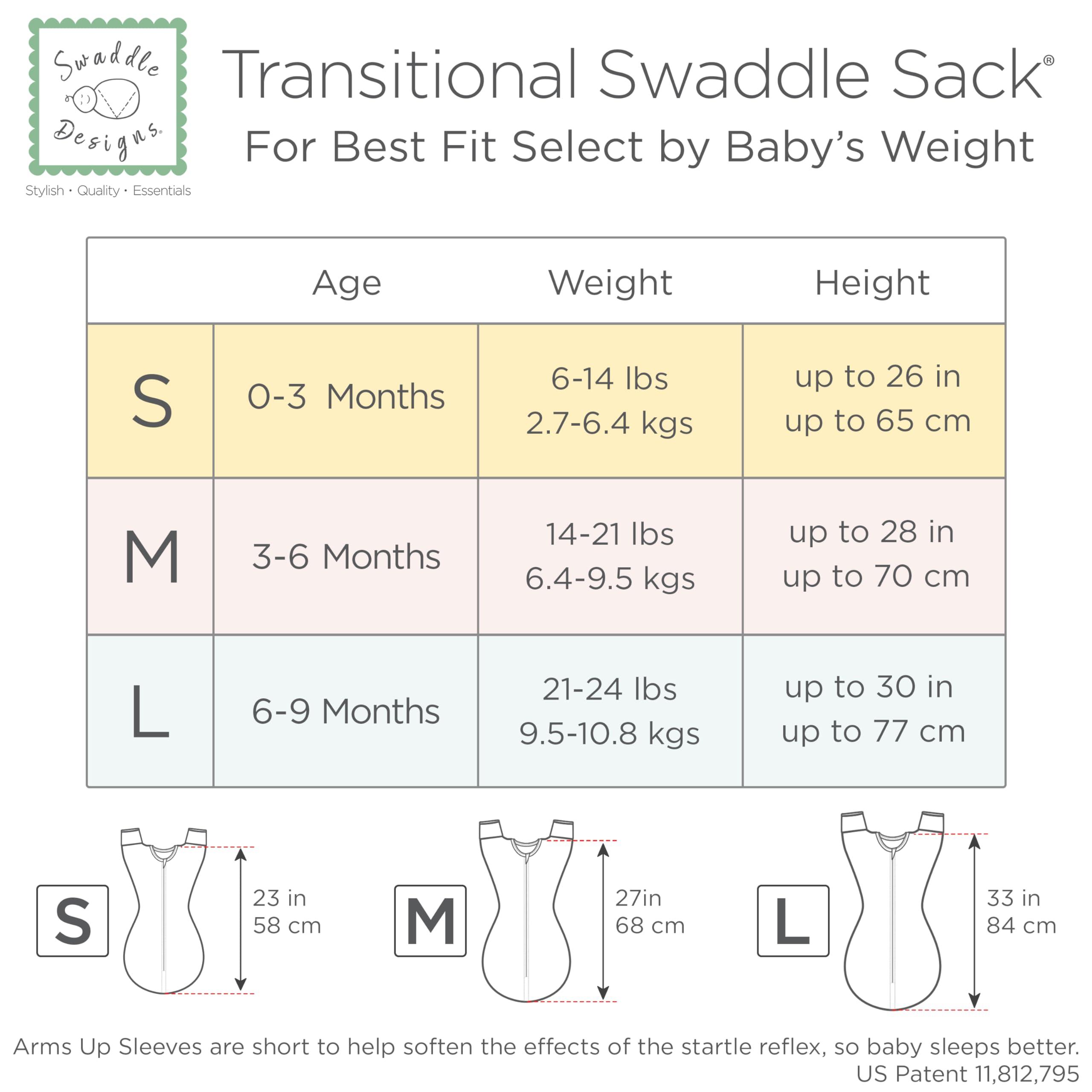 SwaddleDesigns SwaddleDesigns Transitional Swaddle Sack, Arms Up Half-Length Sleeves & Mitten Cuffs, Swaddle for Newborn Transition to Baby Sleep Sack Wearable Blanket, Medium, 3-6 Month, 14-21 lb, Heathered Denim