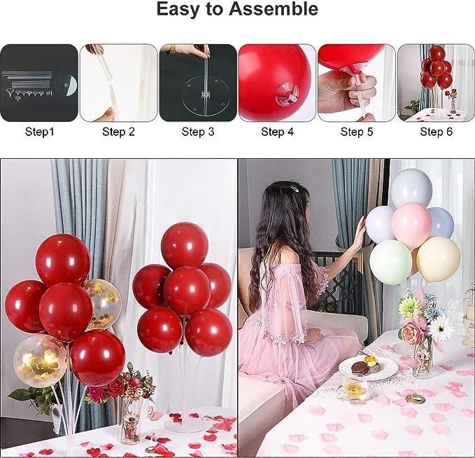 Acquwistach Balloon Stand Kit for Party and Wedding Decorations Celebrations 4 Sets Balloon Stands fot Table with 28 Sticks 28 Cups and 4 Bases