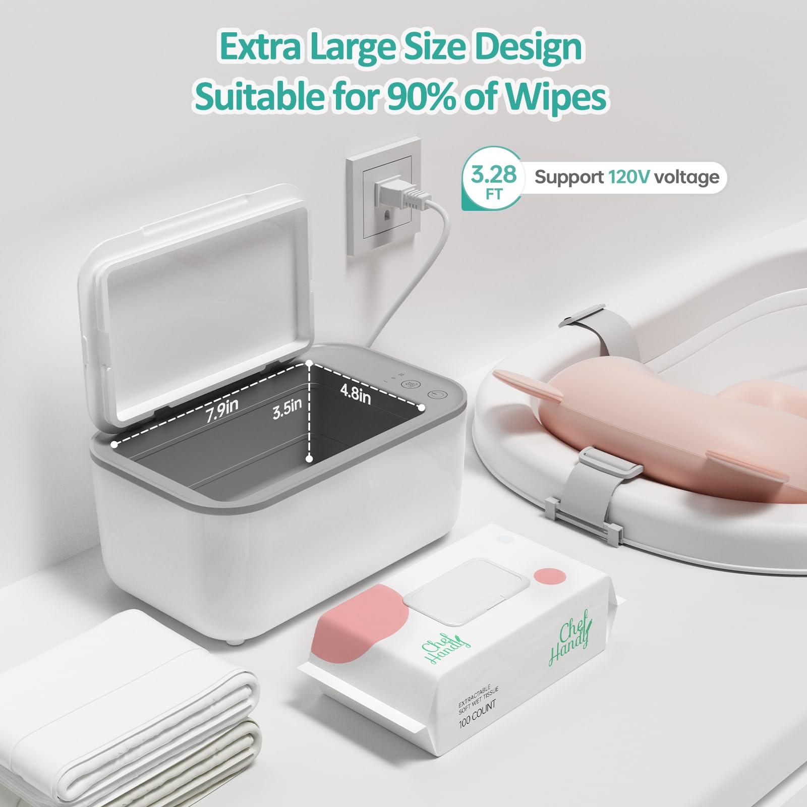 chefhandy Baby Wipe Warmer, Wipe Warmer and Baby Wet Wipes Dispenser, Smart Precise Temperature Control Large Capacity Evenly Overall Heating Silence, Wipes Warmer for Babies Portable Wipe Warmer (White)