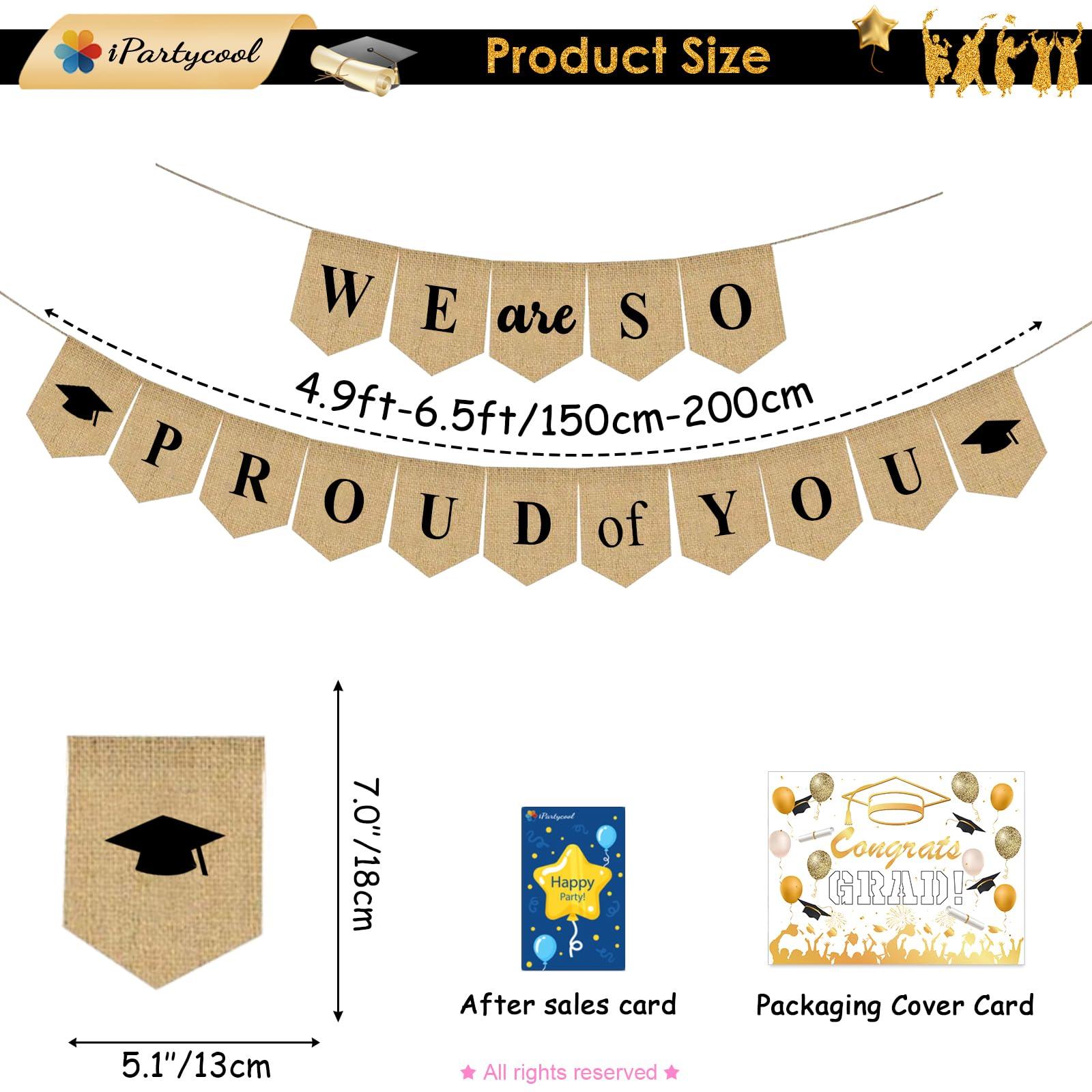 iPartycool iPartycool 16pcs Burlap We are So Proud of You Banner, Rustic Vintage Graduation Banner-No DIY, Congratulations Graduate Banner 2024 for Graduation Party Decorations 2024 Congrats Grad Decorations