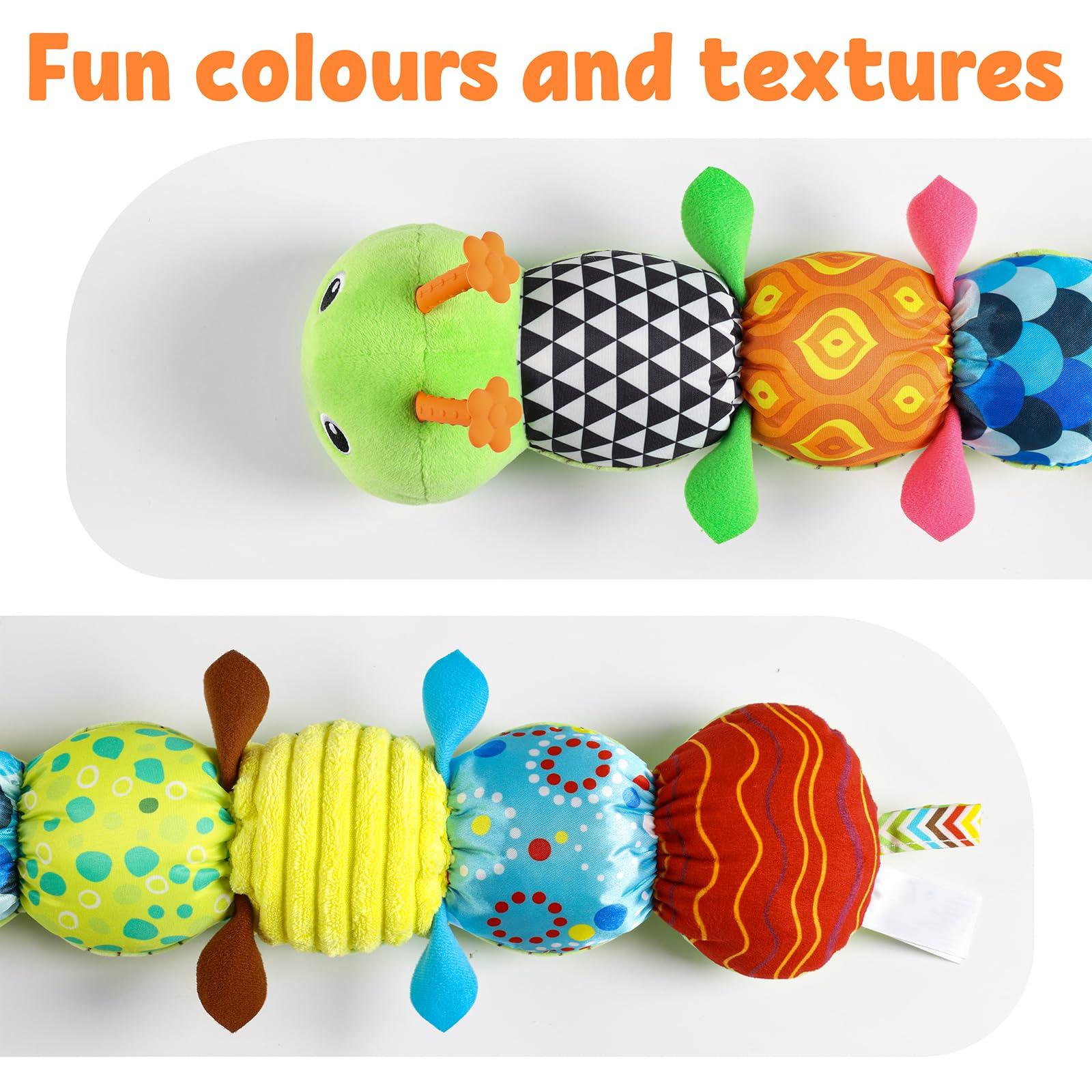 LIGHTDESIRE LIGHTDESIRE Baby Toys Musical Caterpillar,Infant Stuffed Animal Toys with Crinkle and Rattles,Soft Sensory Toys with Textures for Tummy Time Newborn Boys Girls 0 3 6 12 Months(Green)