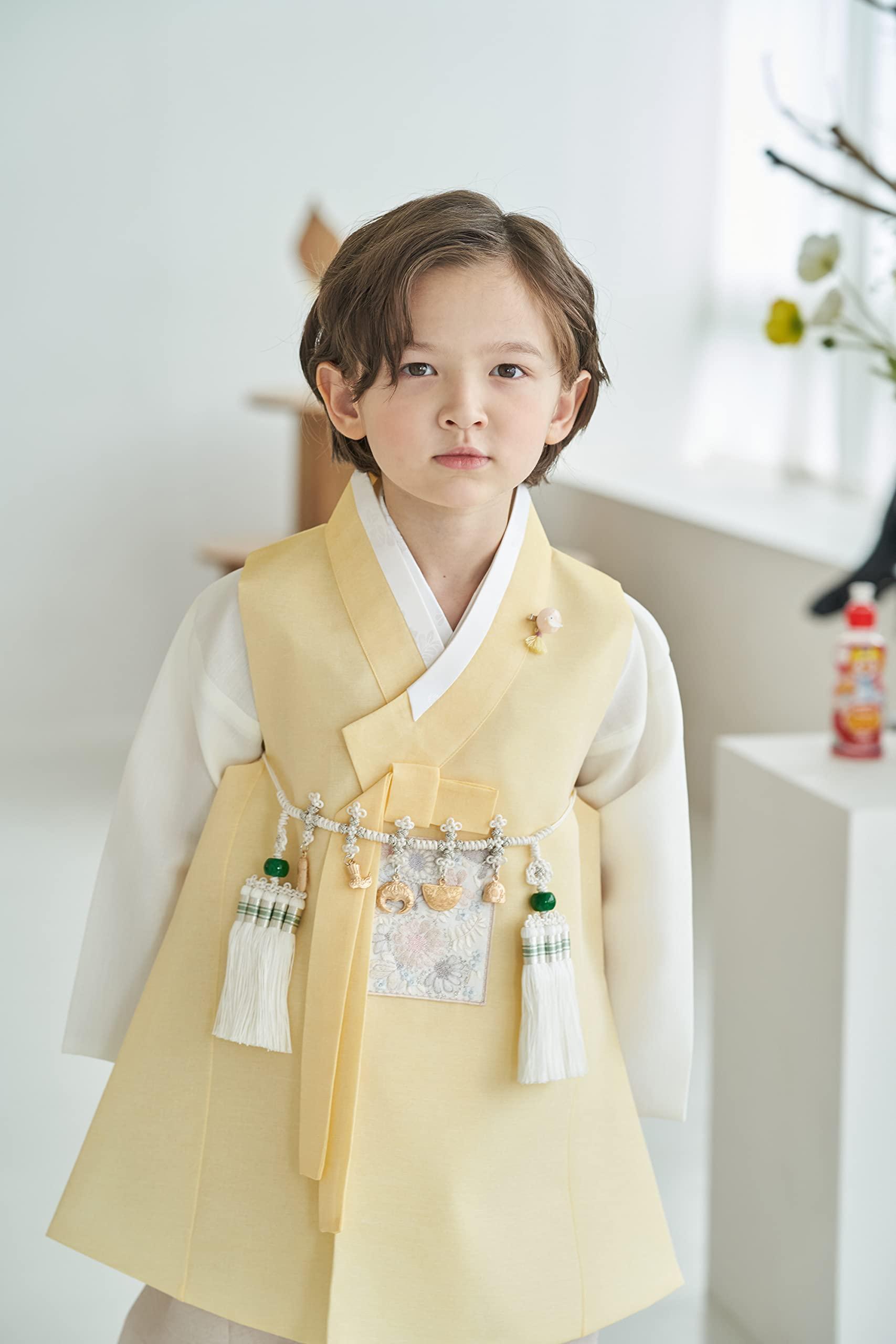 Yellow Hanbok Baby Boy Korea Traditional Clothing Dol Party 1 Age Celebration 100th days Baikil 10 Ages OSB03 Hanbok Belt 100th days hanbok