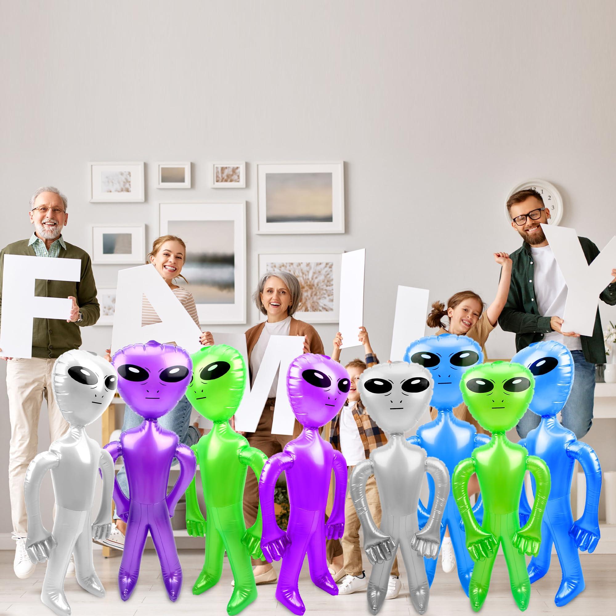 Sonarun 16 Pcs 35 Inch Halloween Inflatable Alien Giant Inflatable Alien Large Blow Up Alien Jumbo Alien Inflate Balloons Toy for Birthday Halloween Alien Theme Party (Color Set 1)