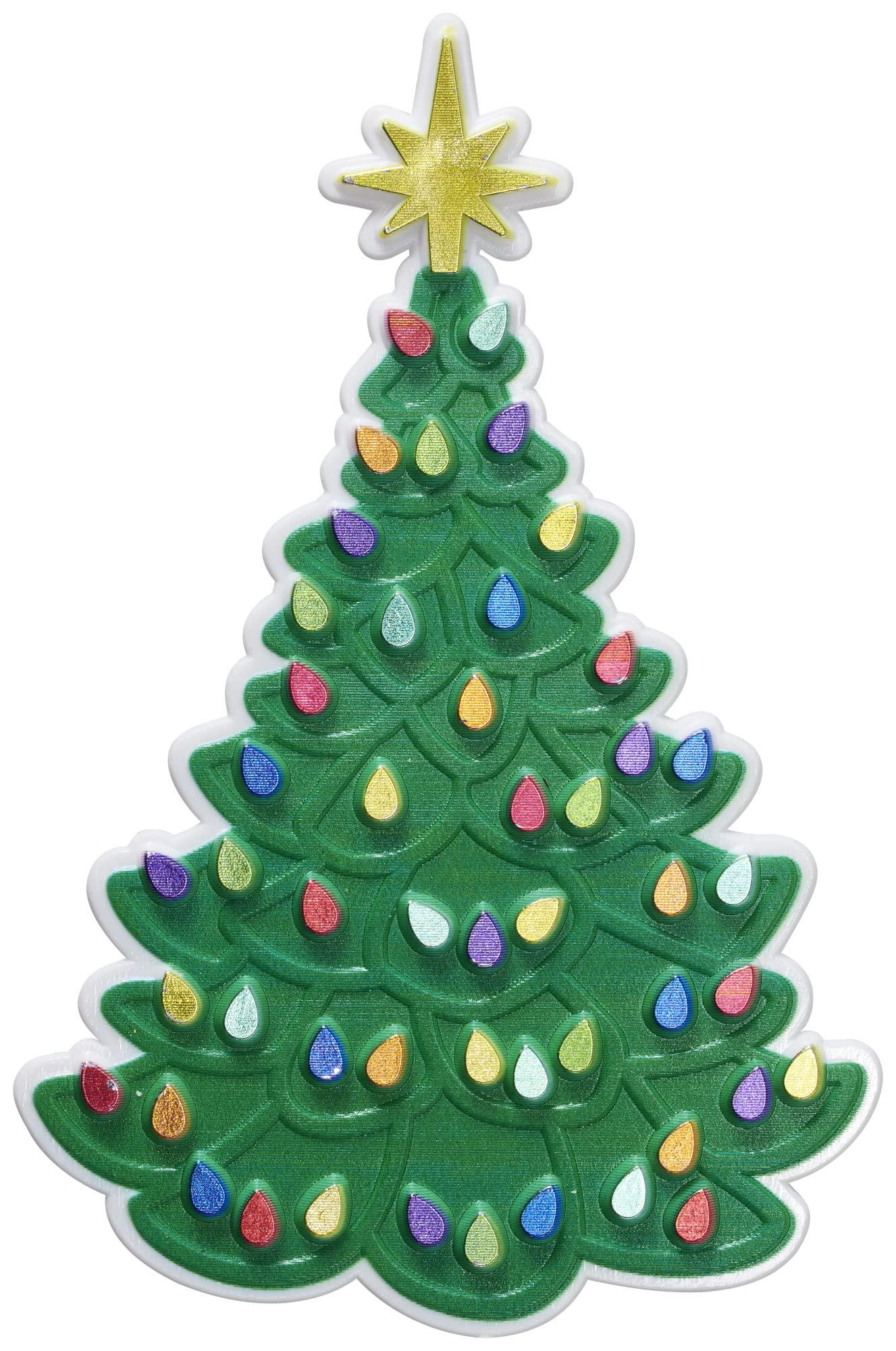 DecoPac DECOPAC Christmas Tree Cake Topper, Festive Cake Decoration With Green Tree, Studded Foil Lights, and Shimmering Star, 12 Pack, Multi (24487)