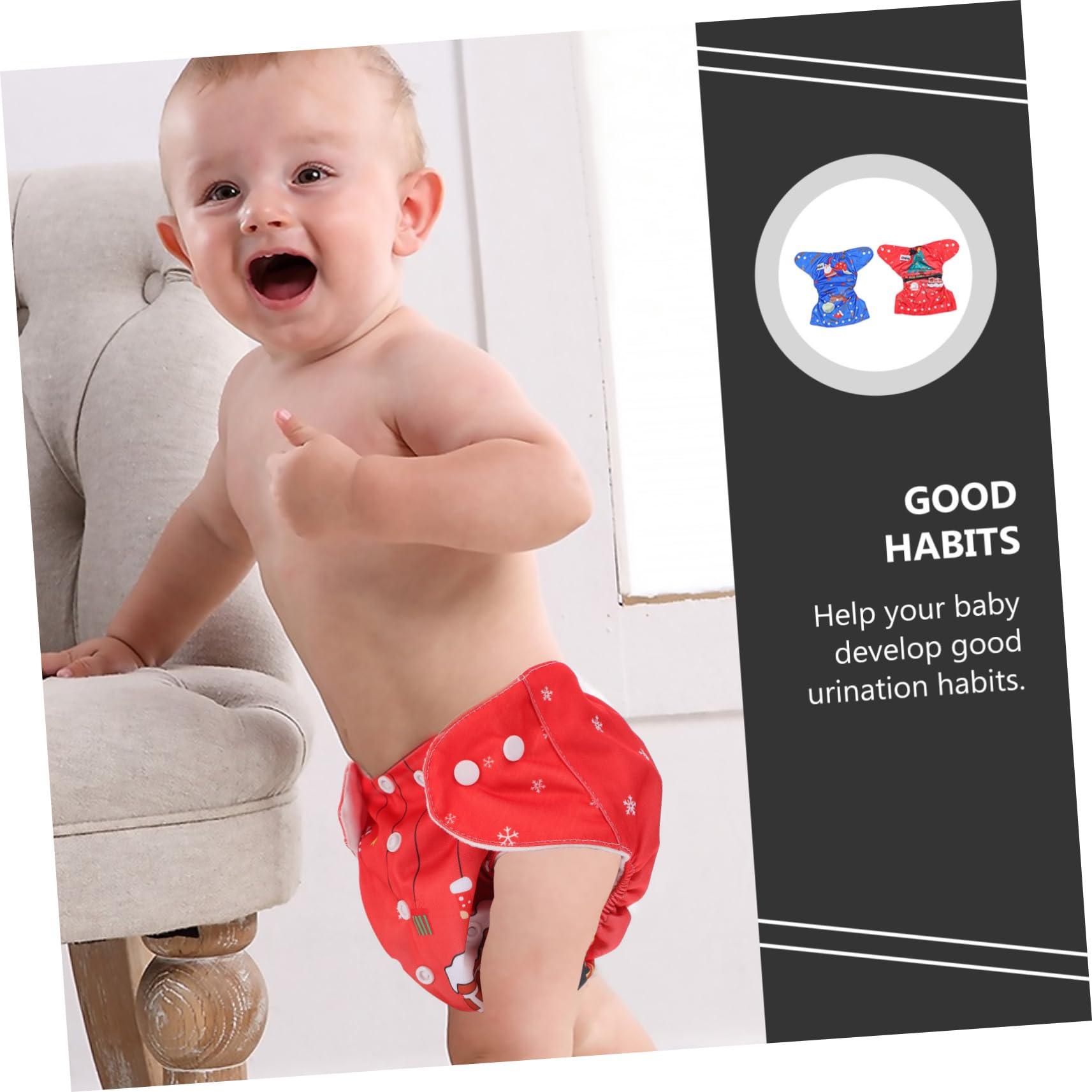 Hemoton HEMOTON Christmas Diaper Pants Set 2pcs Waterproof Baby Nappy Pants Easy Press Button for Baby's Night Comfort