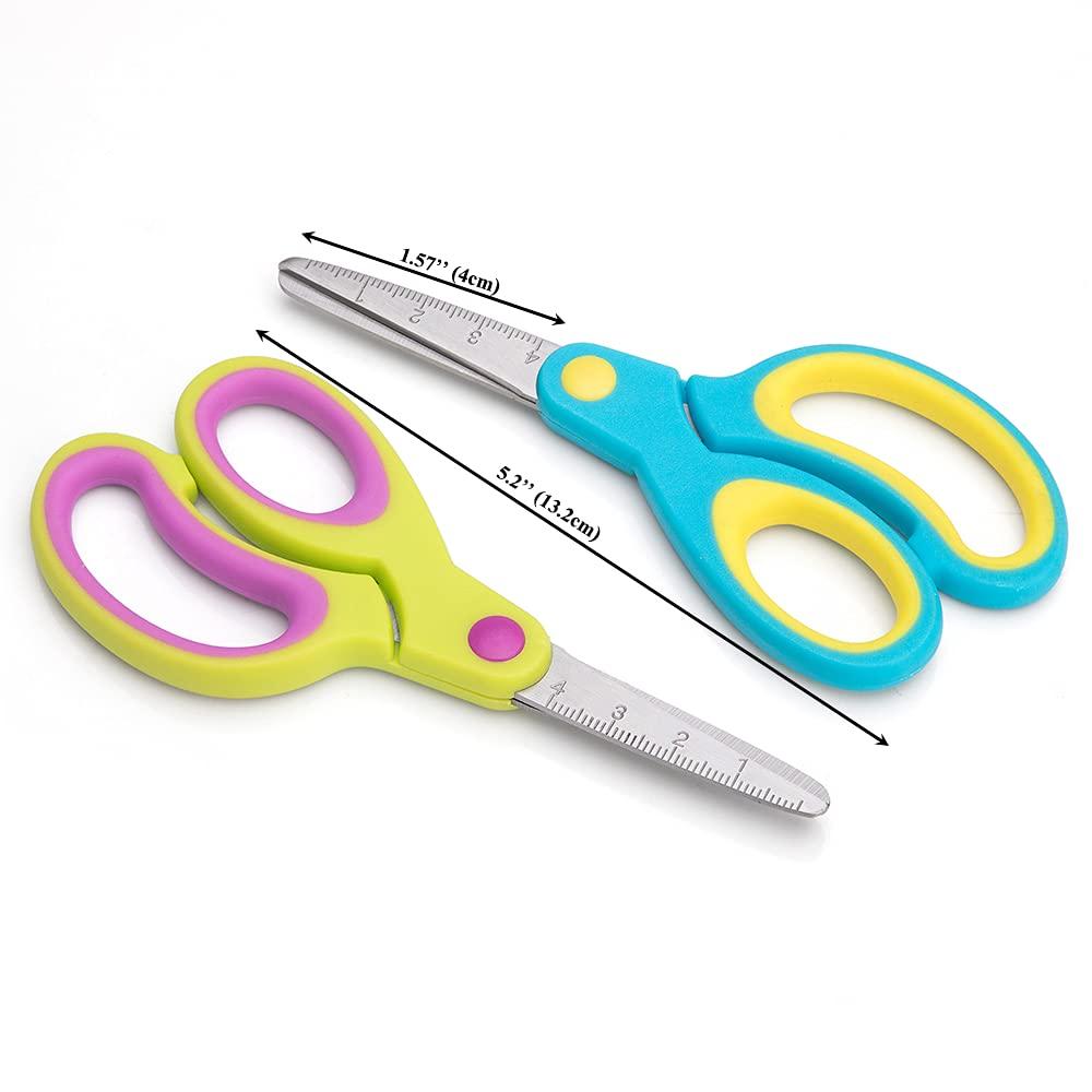 Astrowinter Left-handed Kids Scissors by Astrowinter (Pack of 5, Rounded-tip, 5.2-Inch) - Lefty Soft Touch Blunt School Student Scissors Shears AW-004-B