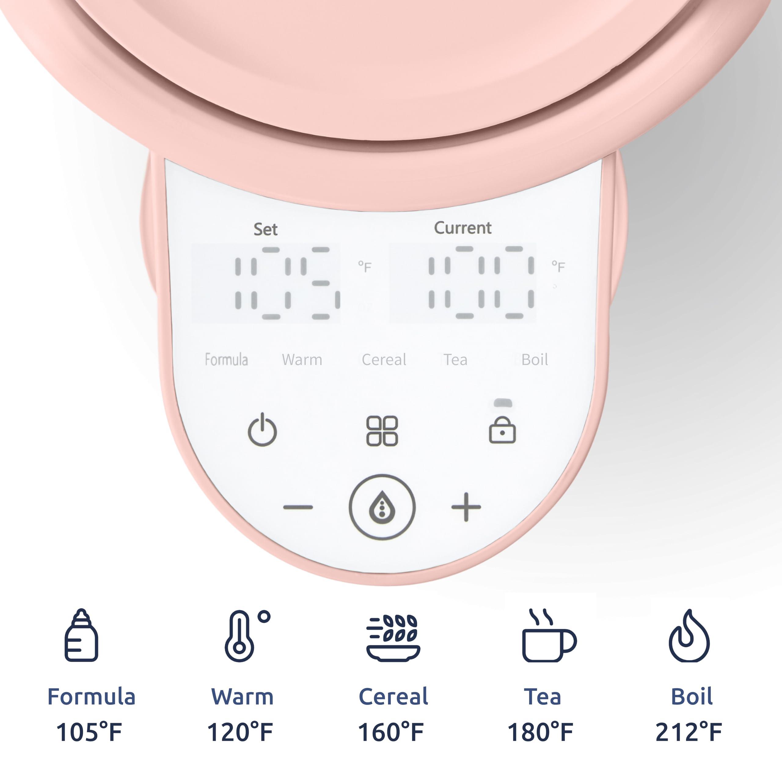 Kwiplee Kwiplee Smart Pour Warm Water Dispenser (Pink), Instant Water Warmer for Baby Formula, 2L Detachable Glass Tank, Hot Water Dispenser, 24/7 Keep Warm, Baby Bottle Warmer, Baby Water Warmer