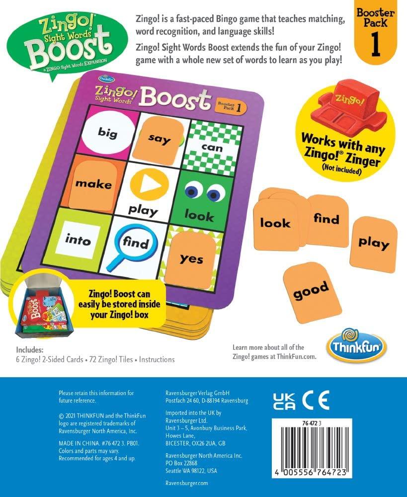 Think Fun Think Fun Zingo! Sight Words Boost - Engaging Brain Game | Expansive Vocabulary Builder | Stimulates Memory & Concentration | for Kids Aged 4 and Up | Expansion Pack (76472)