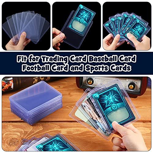 Tenare Hard Trading Cards Sleeves Plastic Card Hard Case Cover 3x4 Collector Playing Card Sleeves Protector for Baseball Football Basketball Sport Cards with Mini Easels Display Stand Holder (130 Pieces)