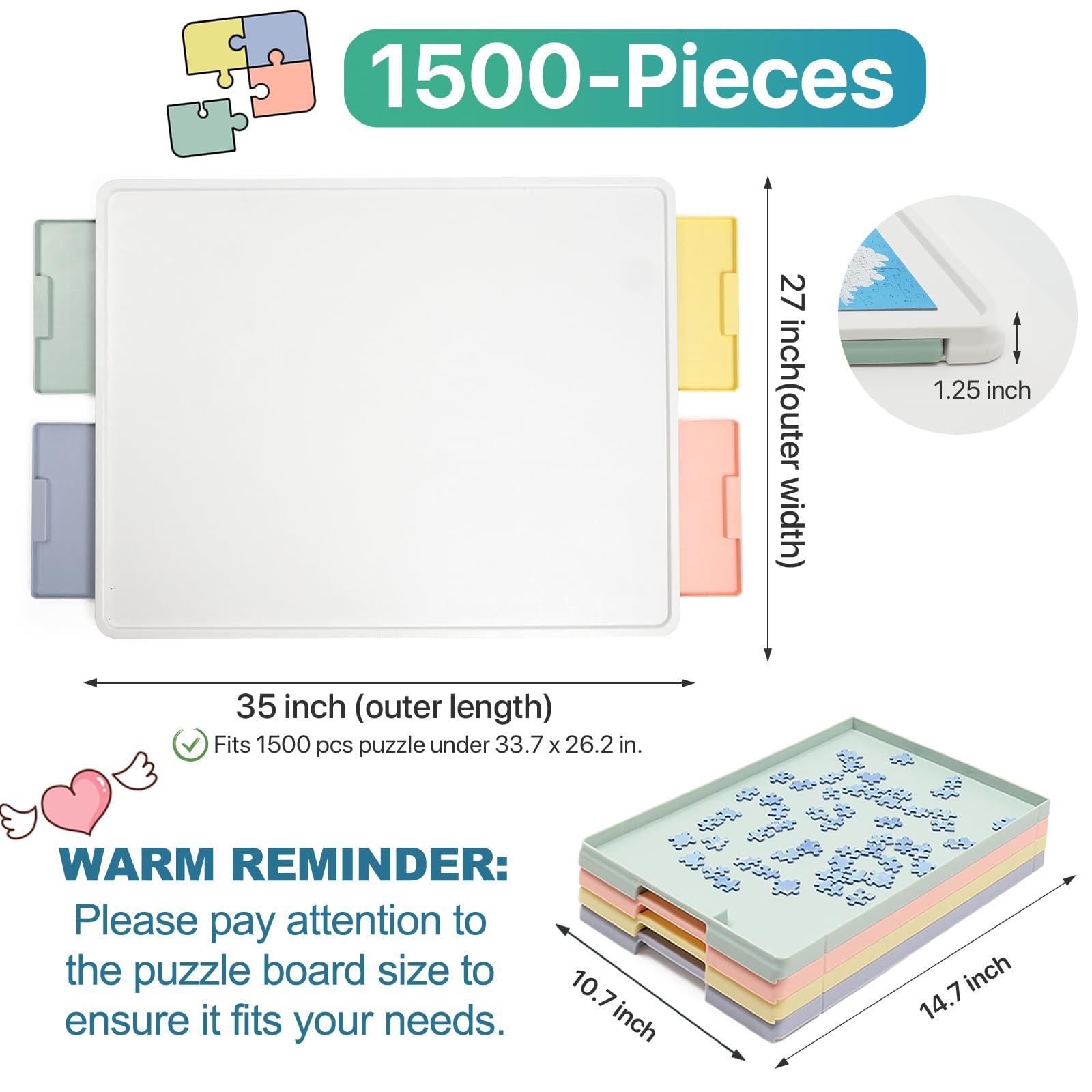 Playboda Playboda 1500 Pieces Rotating Plastic Puzzle Board with Drawers and Cover, 35"x27" Portable Spinning Jigsaw Puzzle Table for Adults, Upgraded Lazy Susan, Ideal Gift for Mum