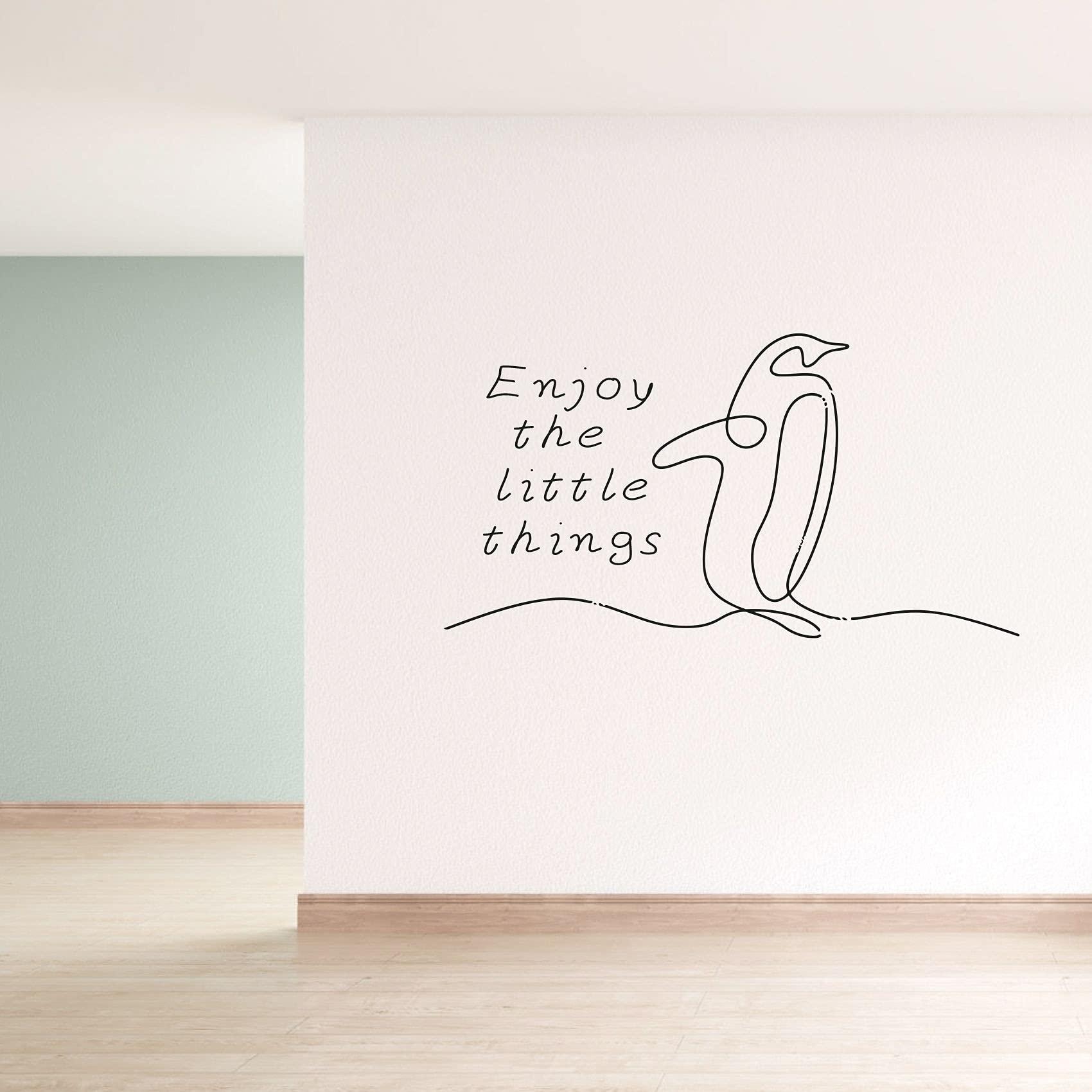 All Things Valuable Enjoy The Little Things Quote Penguin Silhouette Cute Animal Decor Design Vinyl Wall Sticker Wall Art Wall Decal Boys Girls Kids Room Design Bedroom Nursery KinderHome Decoration Size (22x30 inch)