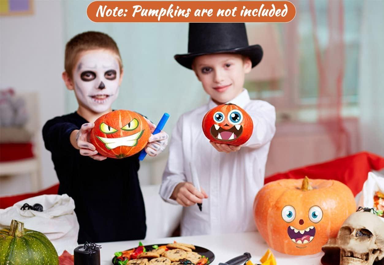 OuMuaMua OuMuaMua 48 Pack Halloween Pumpkin Decorating Craft Stickers Mini Make 48 Small Pumpkin Face Stickers Monster Stickers for Halloween Kids Toddlers Treats Party Favors Supplies 24 Sheets