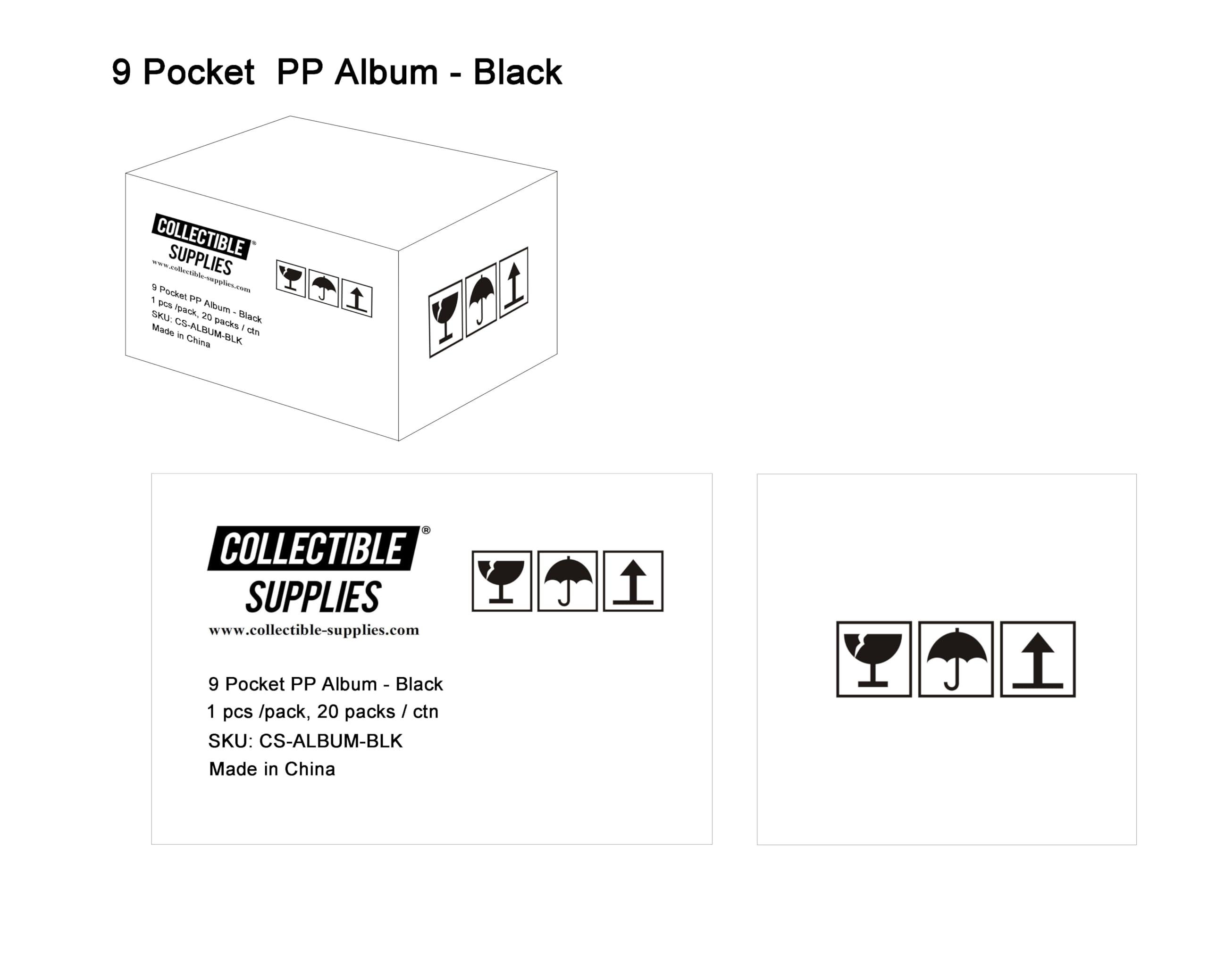 Collectible Supplies 9-Pocket Trading Card Pro-Folio Album - Holds 360 cards (Black)