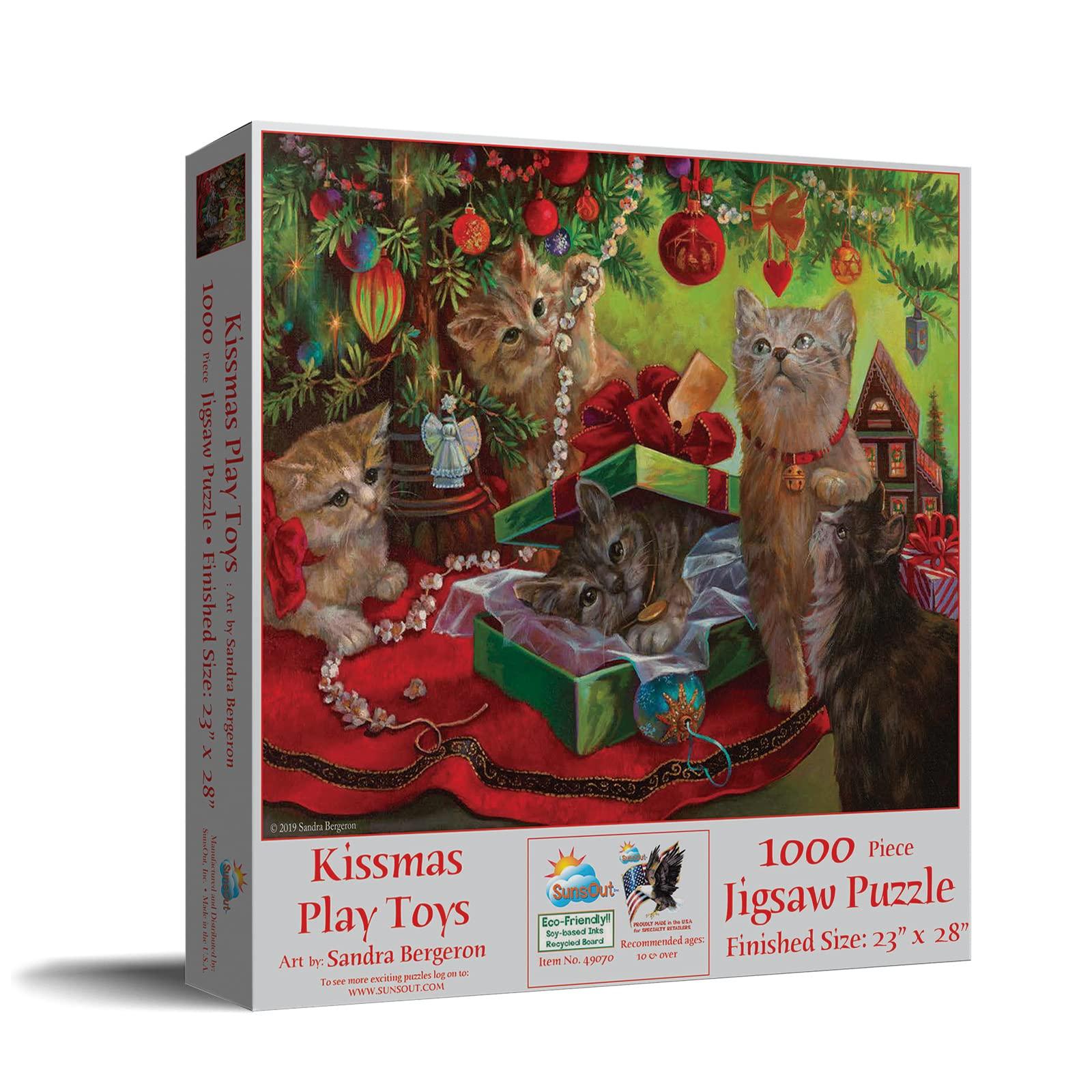 SUNSOUT INC SUNSOUT INC - Kissmas Play Toys - 1000 pc Jigsaw Puzzle by Artist: Sandra Bergeron - Finished Size 23\" x 28\" Christmas - MPN# 49070