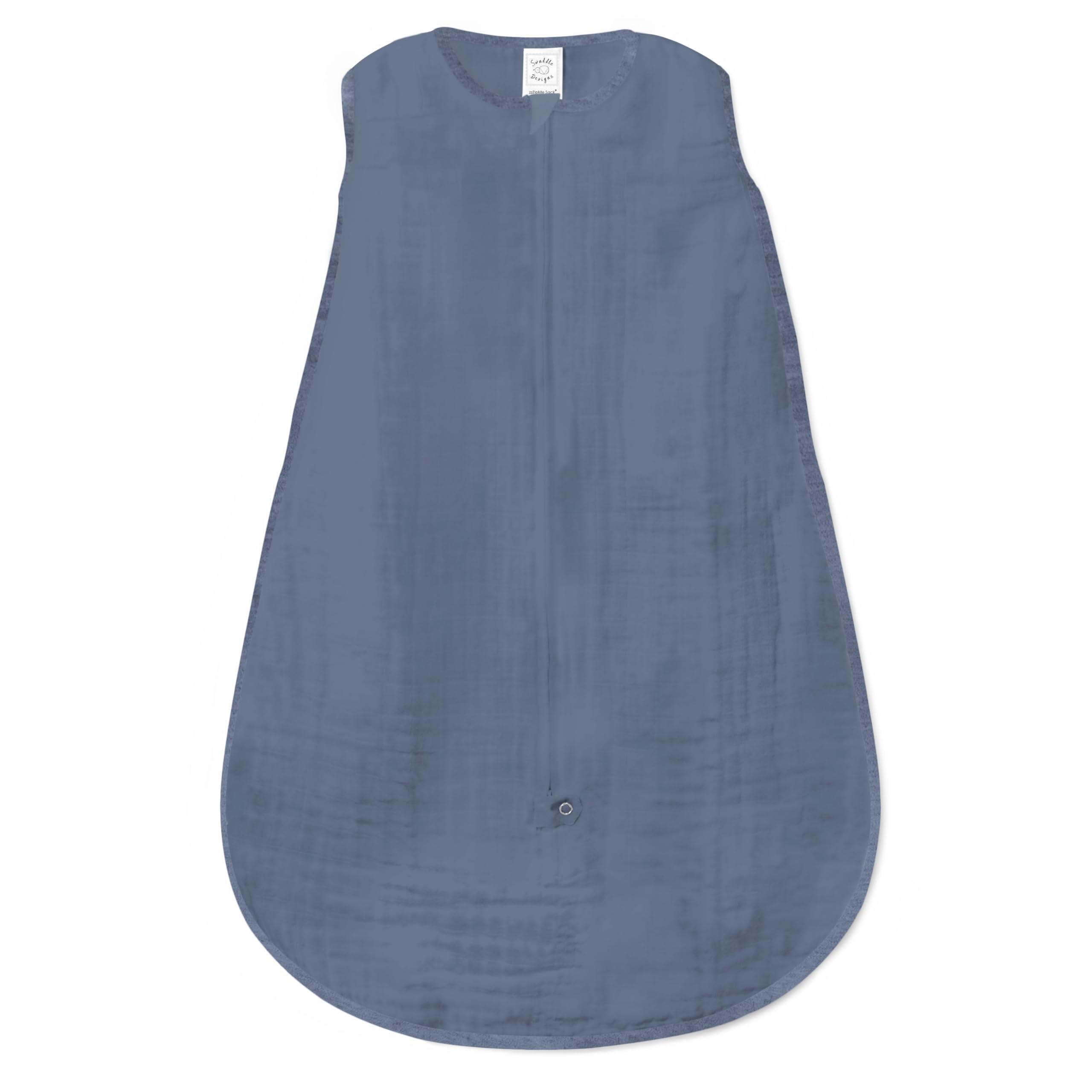 SwaddleDesigns SwaddleDesigns Baby Sleep Sack Set, Mountain + Trees and Denim, 0-3 Mo Transitional Swaddle Sack with Arms Up Half-Length Sleeves & Mitten Cuffs and 0-6 Mo Cotton Muslin Sleep Sack with 2-Way Zipper