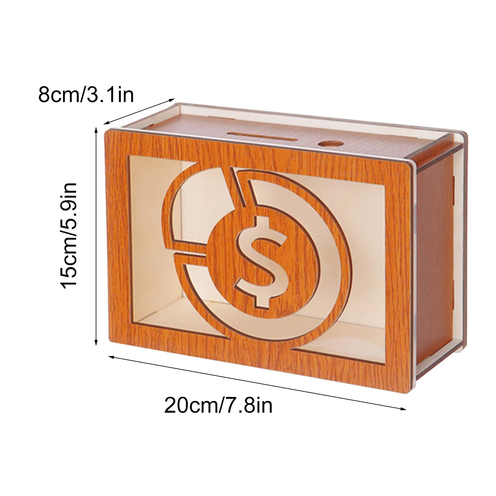 BLSYHDH BLSYHDH Wooden Savings Box, 2024 New Wooden Cash Saver Money Box Piggy Bank Pieces Counter Piggy Bank Money Box with Counter, Cash Vault Wood Money Box with Money Target and Numbers, Gift for Adults