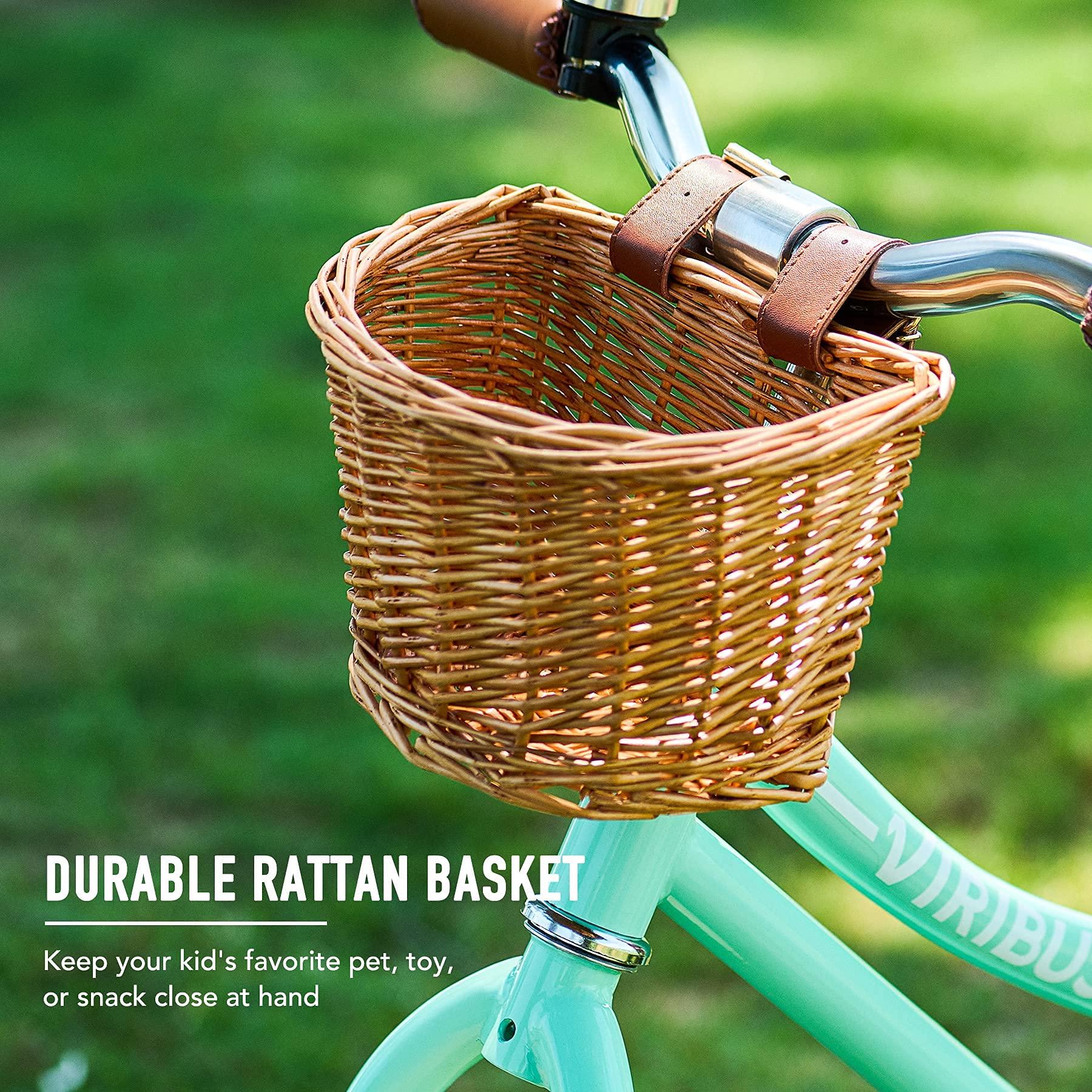 Viribus Viribus Balance Bike, 14 inch Balance Bike for 3+ 4 5 6 7 Year Old, Balance Bike with Basket for Big Kids, Kid Balance Bikes Boy Girl with Rubber Tire, Carbon Steel Frame, Outdoor Toy, Mint 66 lb.