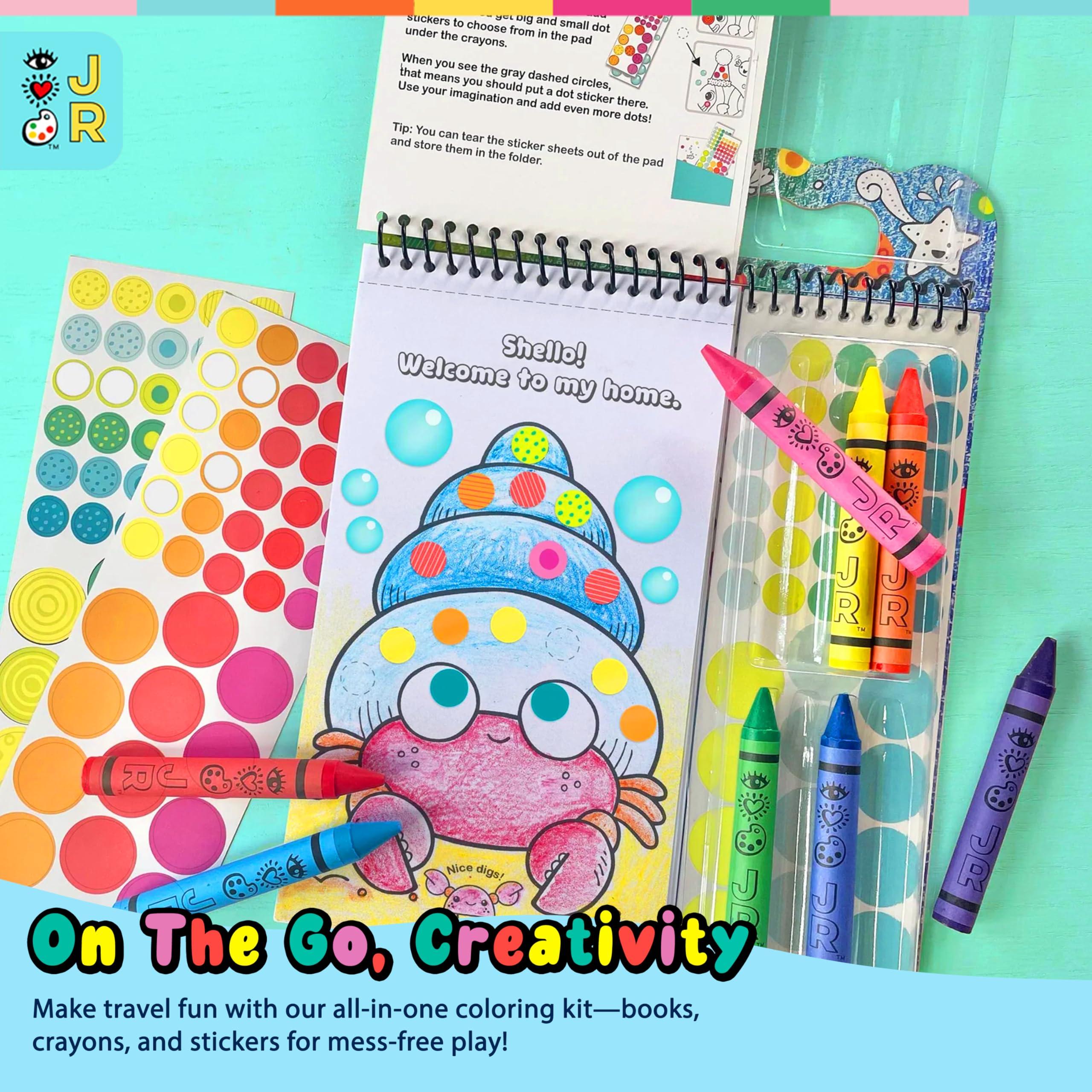 Bright Stripes Bright Stripes Travel Coloring Kit for Kids: Art On the Go Coloring Books and Crayons, Sticker Activity Book - Mess-Free Collage Fun for Ages 3+ (Art On The Go, Going Dotty Ocean)