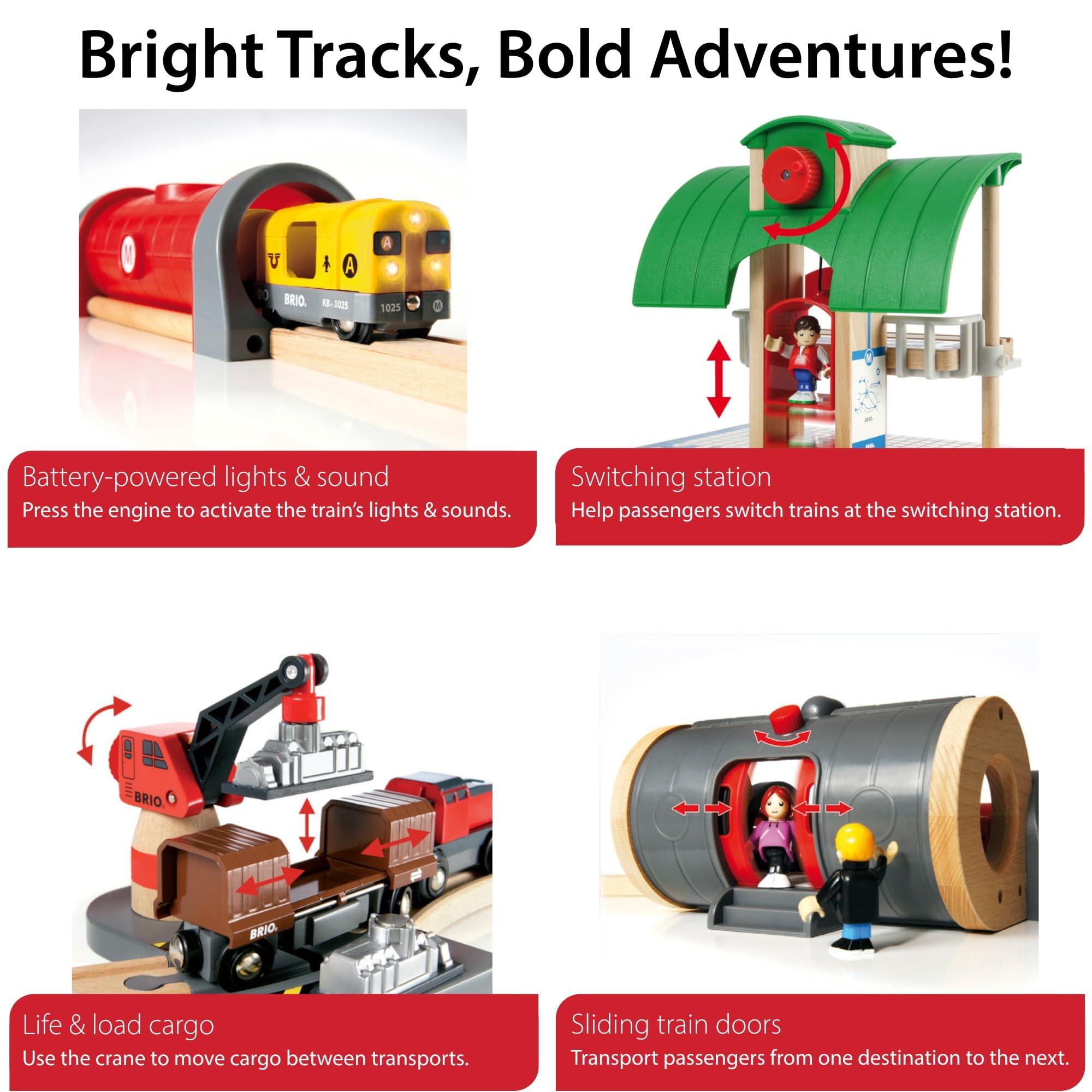 Brio BRIO World 33052 Deluxe Railway Set | Comprehensive Wooden Train Toy Set for Kids Age 3 and Up | FSC Certified Eco-Friendly Toy | Exciting Harbor and Metro Scenes