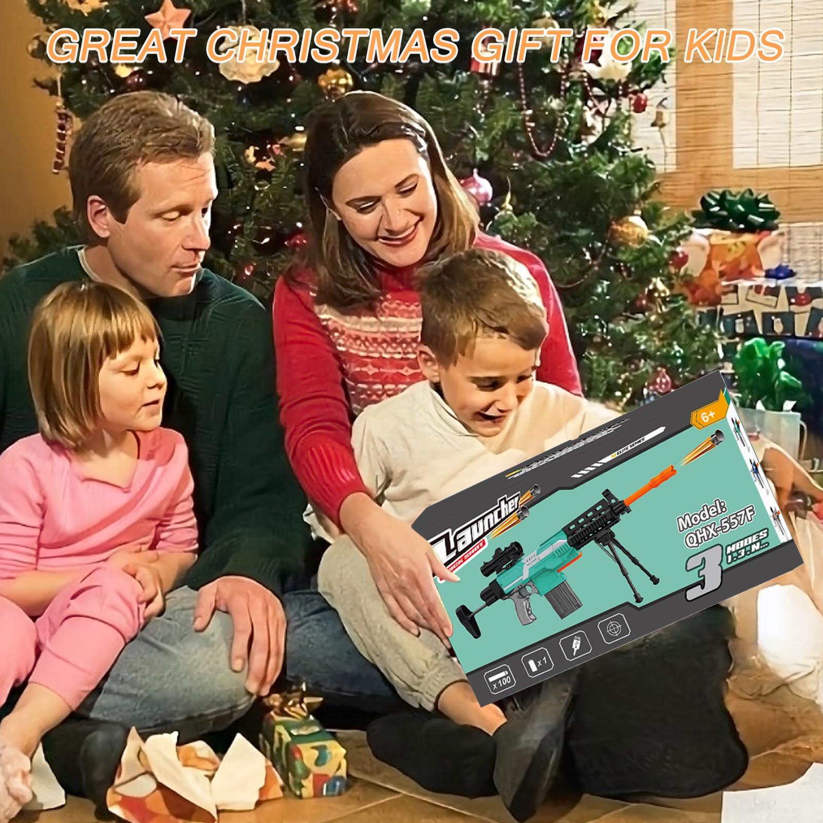 Averfeel Automatic Toy Gun for Nerf Guns Bullets - 3 Modes Toy Foam Blasters with Bipod, 2 Magazine Clips, 100 Bullets, Automatic Machine Gun for Boys Kids Age 6-12, Gifts for Birthday Christmas