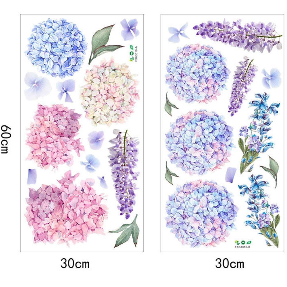 \"N/A\" "N/A" Watercolor Hydrangea Wall Art Stickers Wisteria Floral Wall Decal,Flower Peel and Stick Decals for Baby Kids Bedroom Nursery Removable Home Wall Decoration