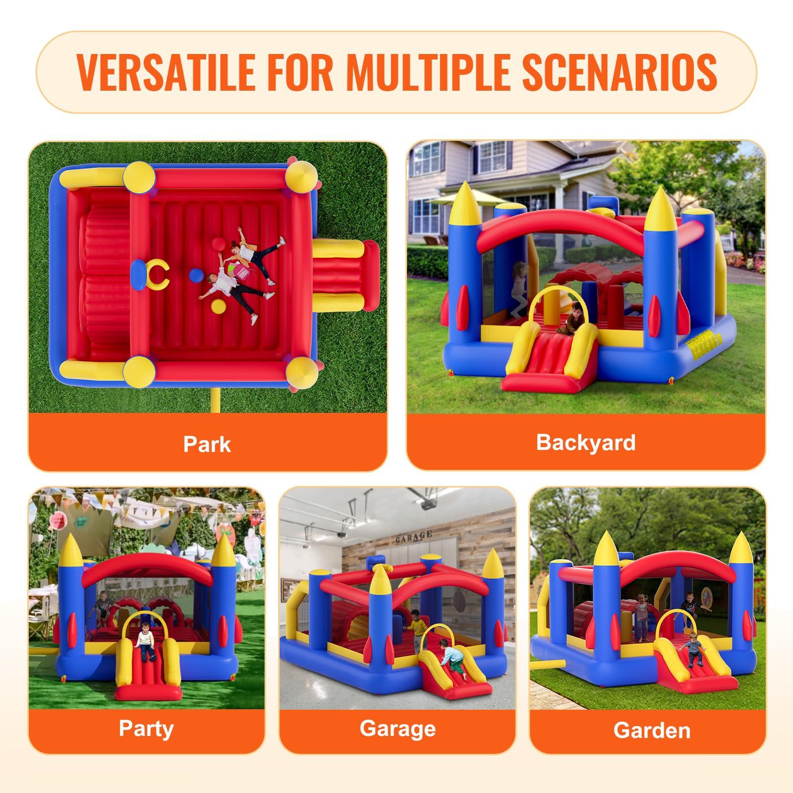 VEVOR VEVOR Outdoor Toys for Kids 5-12, Bounce House for Kids, Inflatable Nightclub Halloween Bounce House with Slide, Blower and Storage Bag, Birthday Christmas Party Gifts for Kids, 160x94x96 inch