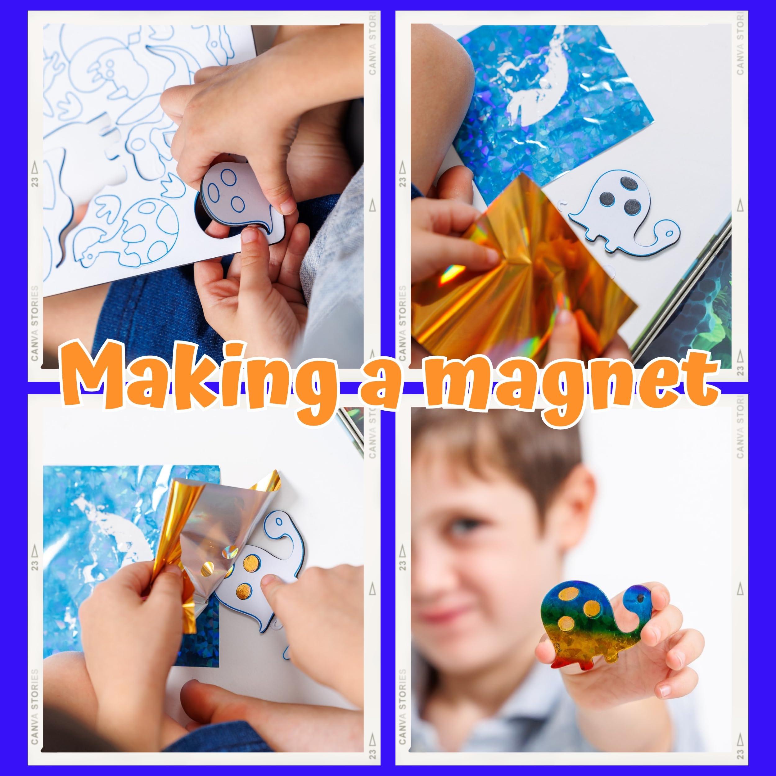 Art with smile Foil Fun Art Kit for Kids - Reusable Animal Foil Art for Girls & Boys, DIY Mess-Free Girls Craft Kit w/Magnets, Ideal Travel Toy & in Car Activities for Kids Ages 4 5 6 7 8 9 10 11 12