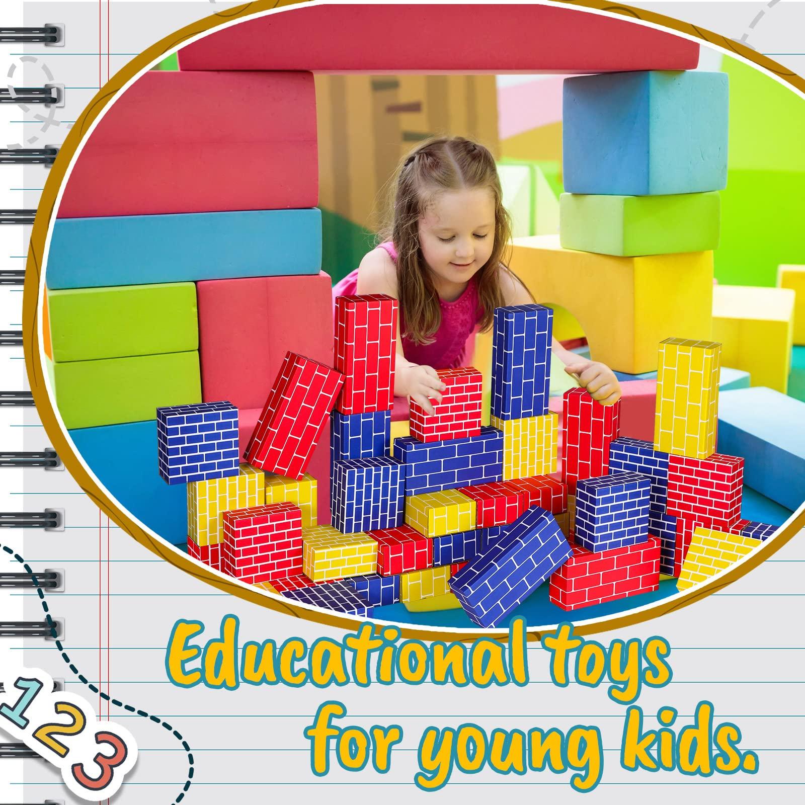 Nuanchu Nuanchu 60 Pcs Cardboard Building Blocks Large Cardboard Blocks for Kids Jumbo Square and Rectangle Thick Cardboard Pretend Brick for Building and Stacking Game(Classic Shapes)