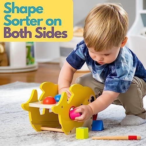 Pidoko Kids Pidoko Kids Baby Shark Toys for 1 Year Old - Montessori Learning, Hammering & Pounding Toy - Birthday Gifts for Toddlers Boys & Girls - Xylophone & Shape Sorter Blocks