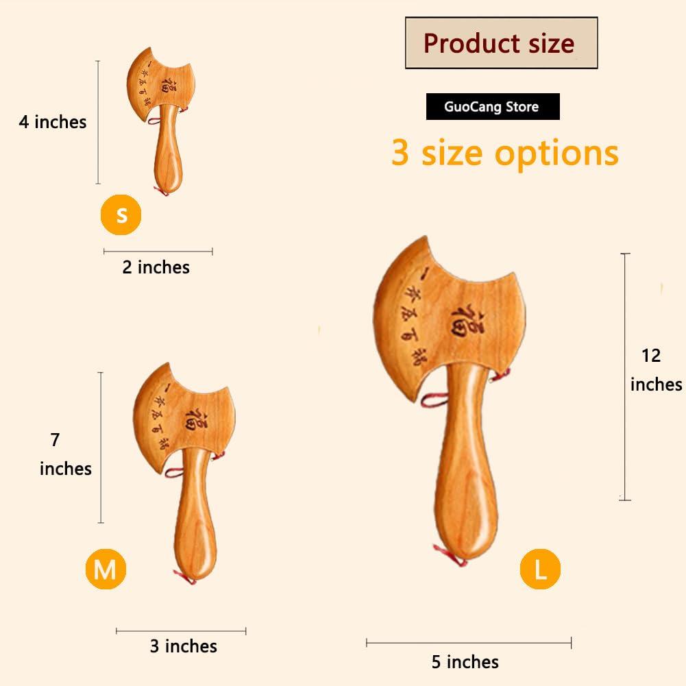 GuoCang Peach Wood Axe Sword Not CombThree SizeChinese Lucky Feng Shui Good Luck Wall Decor Hanging Modern Mini Axe Sword Pendant Tassel Necklace for Men Women Adults Kids Living Room Office Car Home (L)