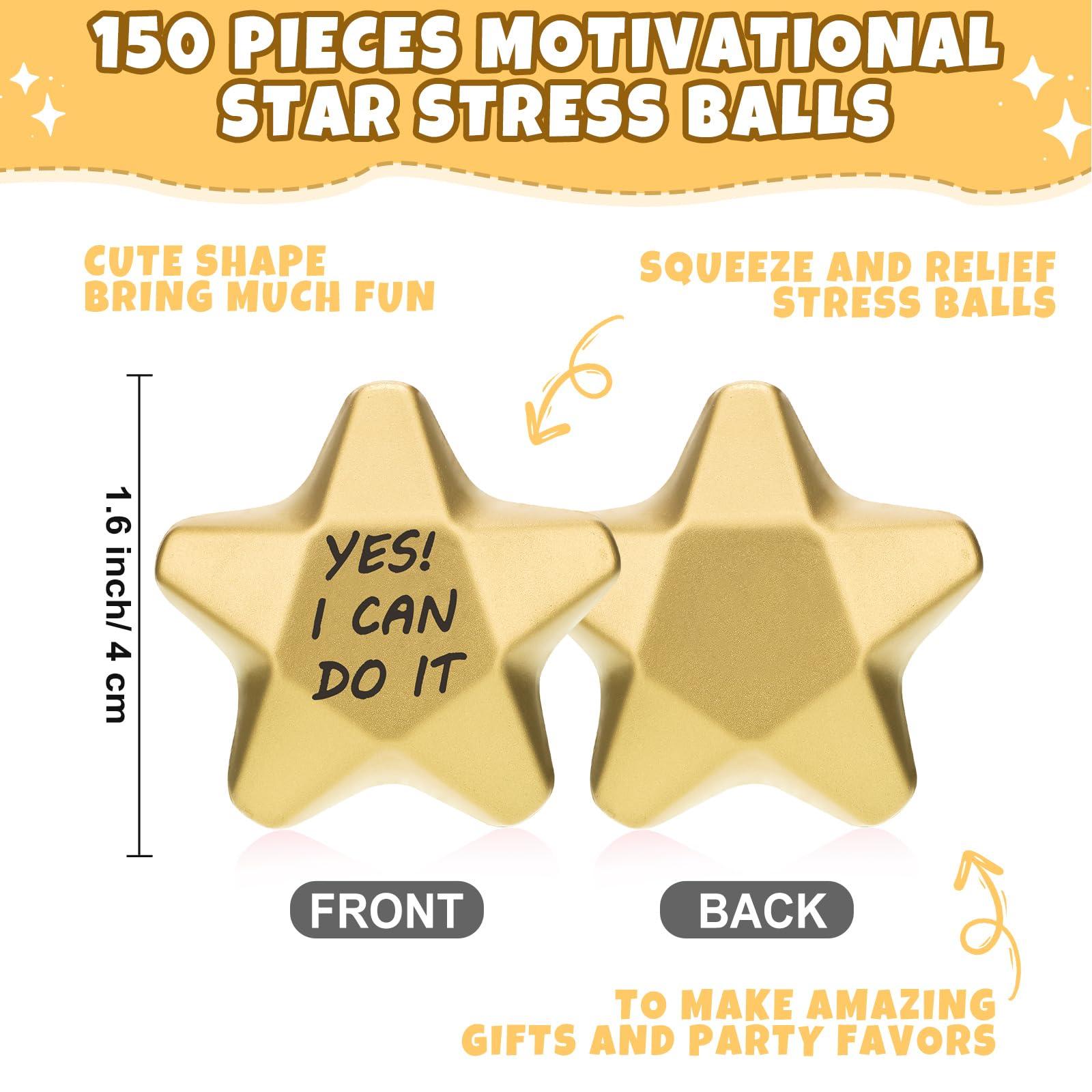 Tradder Tradder 150 Pcs Motivational Stress Balls Foam Balls Star Mini Relief Balls Star Stress Toys for Kids Student Prizes Bag Fillers