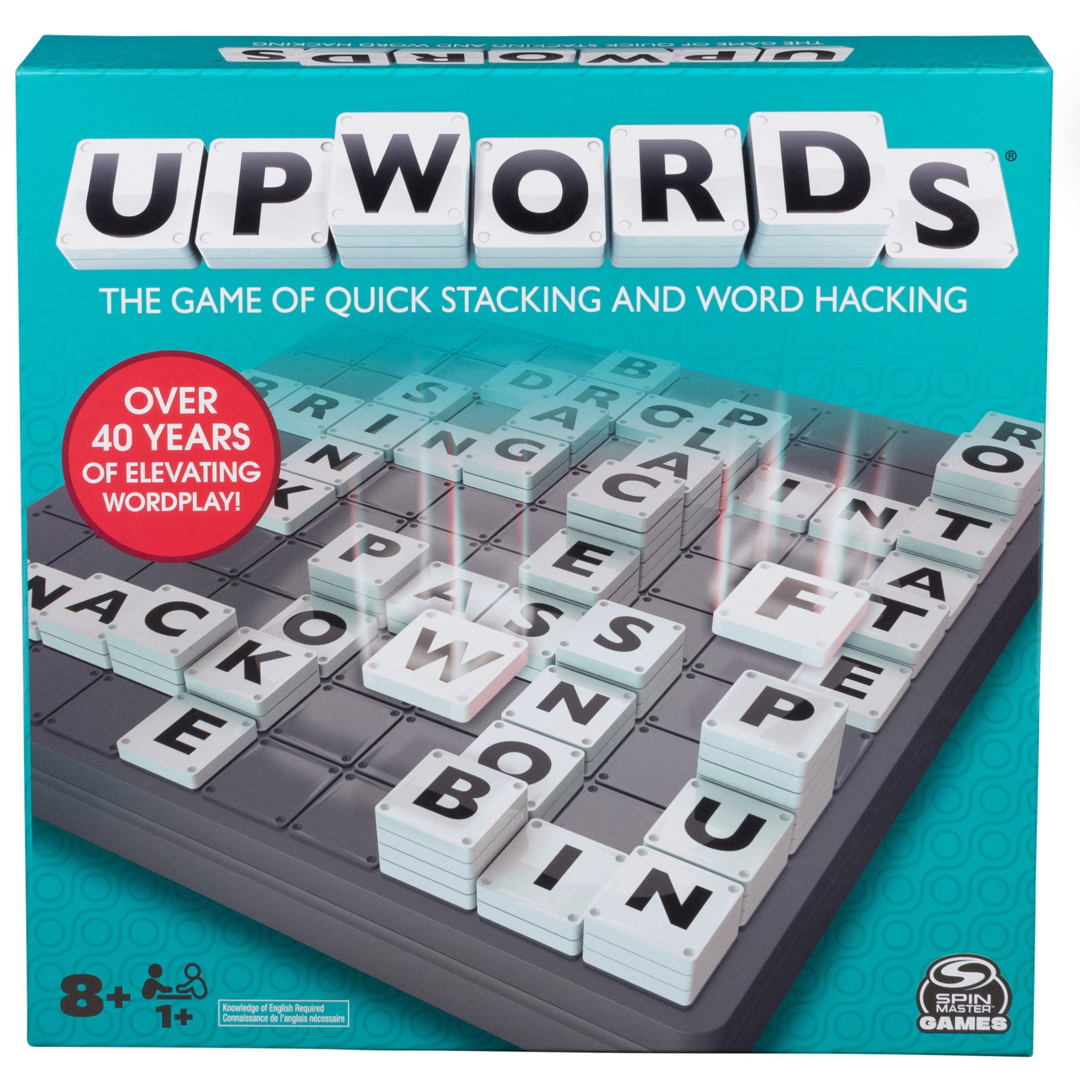 Spin Master Games Spin Master Games, Upwords, The Stackable Word Game: 2023 Edition, Includes Rotating Board & Letter Tiles, Classic Crossword Activity for Kids & Family, 3-6 Players, for Ages 8+