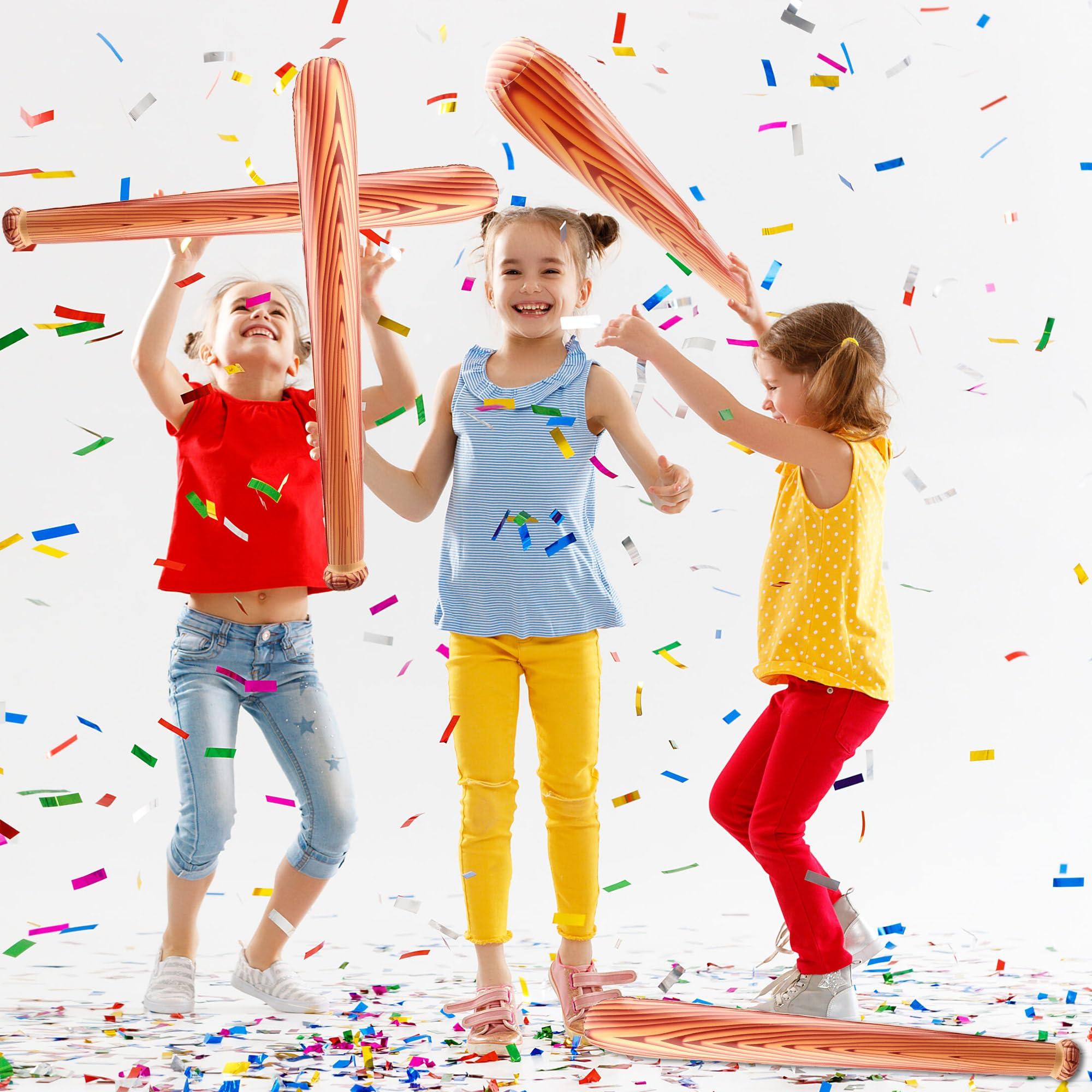 Sonarun Sonarun 40 Pack 31.5 Inch Inflatable Baseball Bat Blow up Wood Grain Baseball Bat Inflates for Carnival Birthday Pool Summer Beach Baseball Party Favors