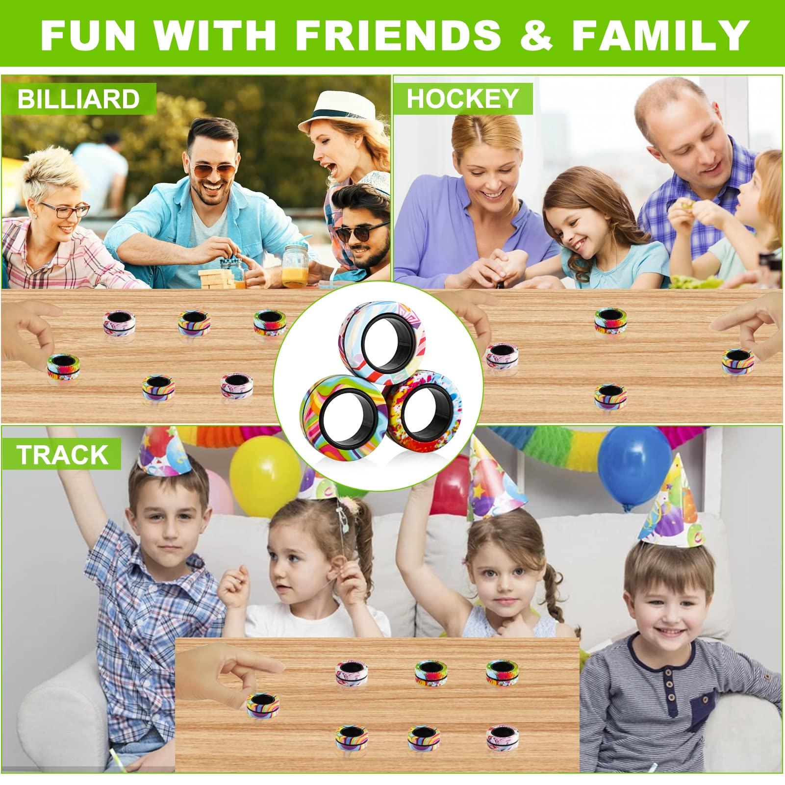 YISHIDANY YISHIDANY 9Pcs Magnetic Rings Fidget Toys Pack, Magnets Finger Spinner for ADHD Stress Relief, Magical Fingears Ring for Training Relieves Autism Anxiety, Great Idea Gift for Adults Teens Kids