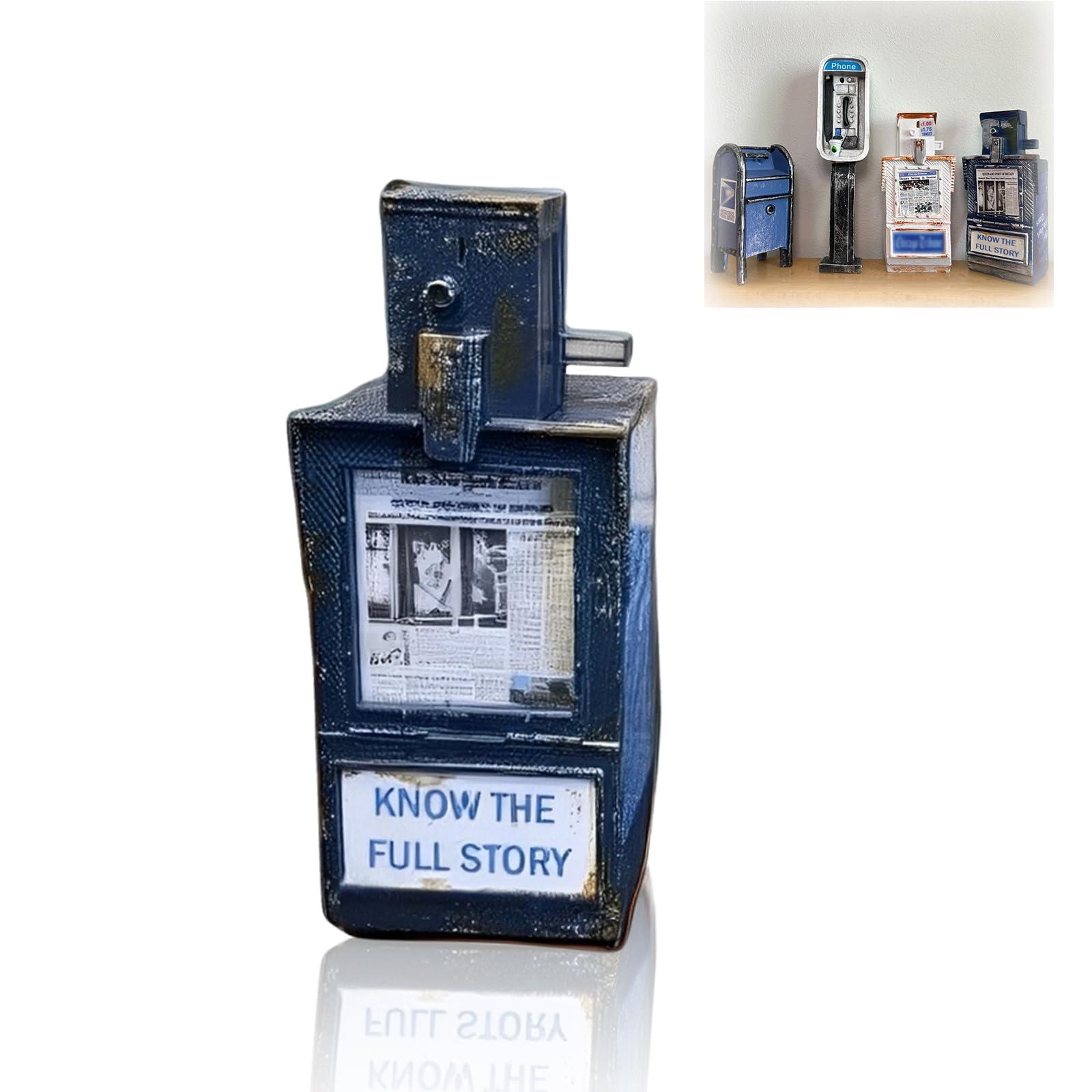 Generic Miniature American Payphone in 1:12 Scale, Mini Vintage Style Phone Booth Mailbox Model Decoration, Suitable for Collection and Scene Building Mini Dollhouse Furniture Accessories (Newspaper Box A)