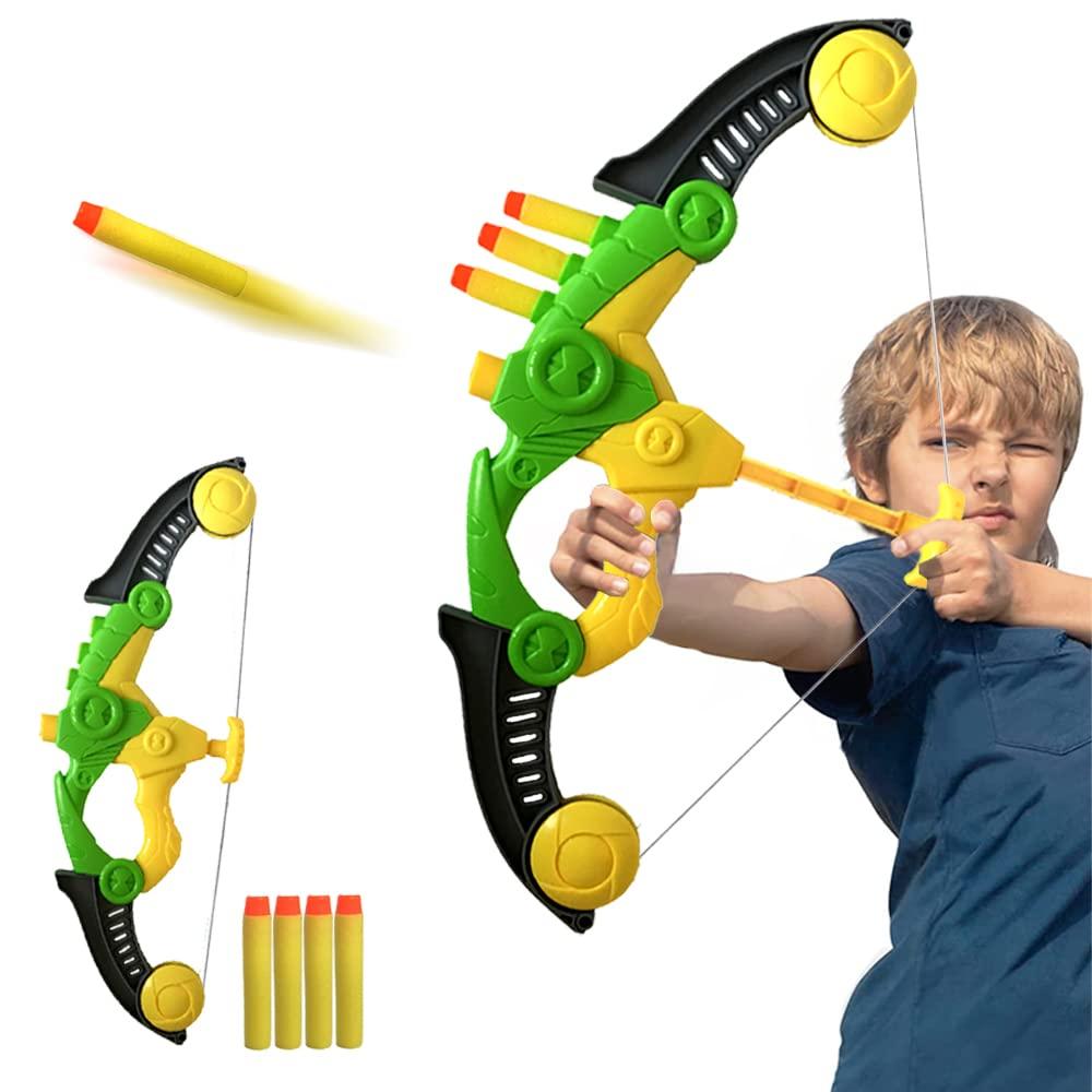 WenToyce Soft Arrow Bow Set for Kids Beginner, Easy Foam Archery Kit for Starters, with 4 Soft Darts Arrows, Safe Outdoor Indoor Shooting Games Activity for Toddler Boys Girls (Archery Green)