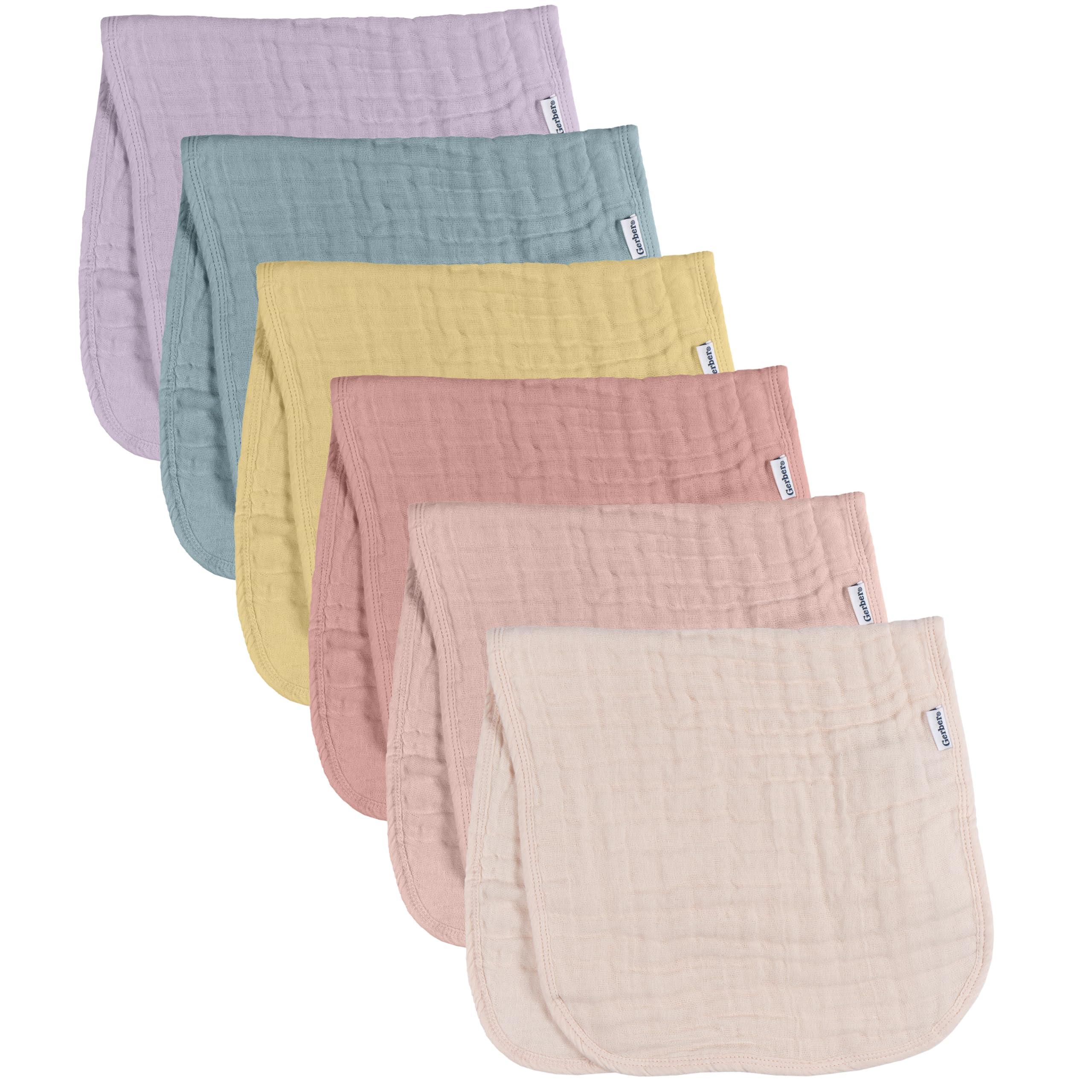 Gerber Gerber Baby Unisex Muslin Burp Cloths 6-Pack, Multi Rainbow, Large Size 20" x 10"