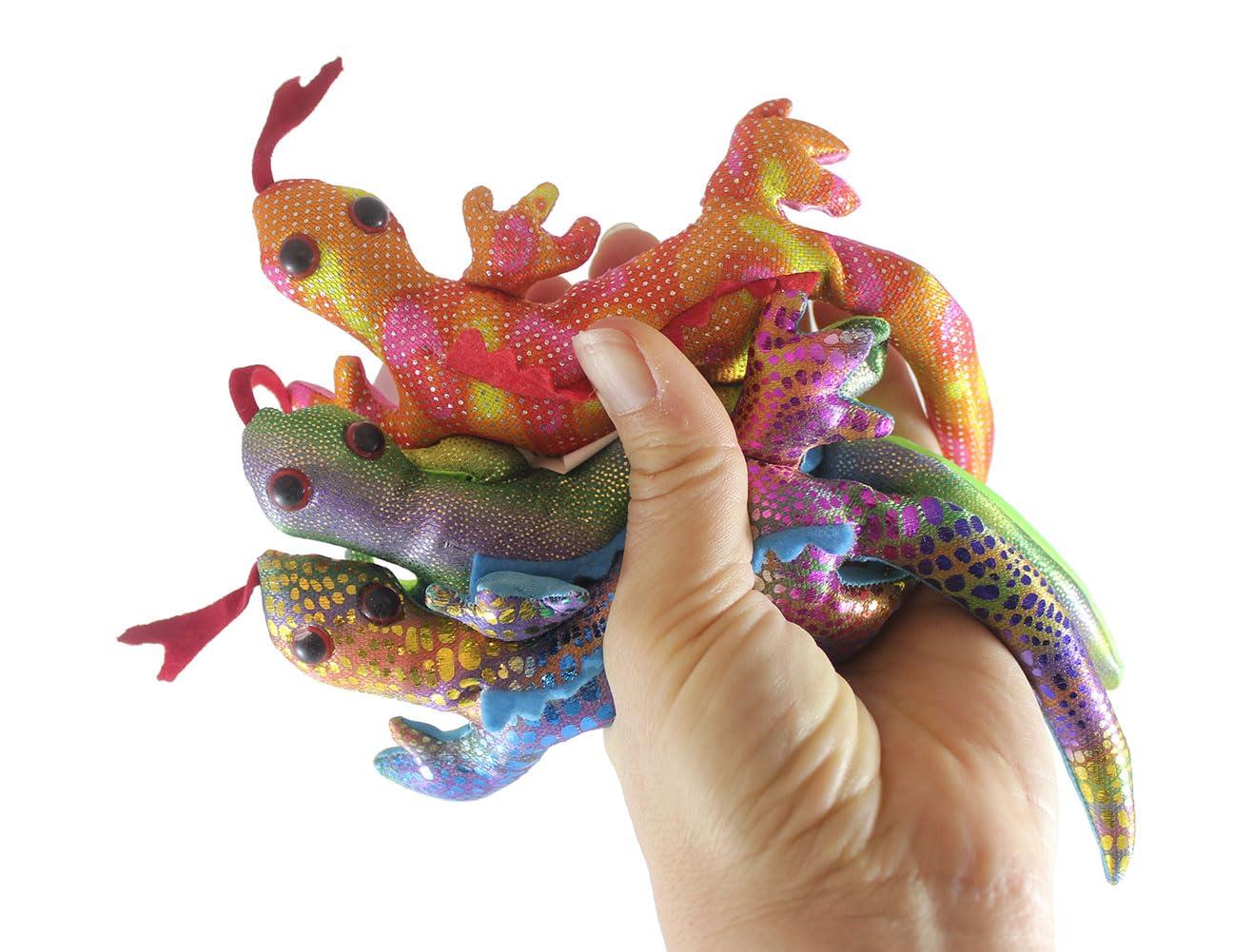 Curious Minds Busy Bags Set of 3 - Lizard Sand Filled Animal Toy - Heavy Weighted Sandbag Animal Plush Bean Bag Toss - Shimmering Glitter Gecko Sensory, Stress, Fidget Toy ADHD Special Needs Soothing