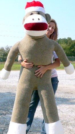 Big Plush 6 Foot Giant Plush Sock Monkey 72 Inches Head to Toe Soft Wears Christmas Santa Hat Made in The USA America