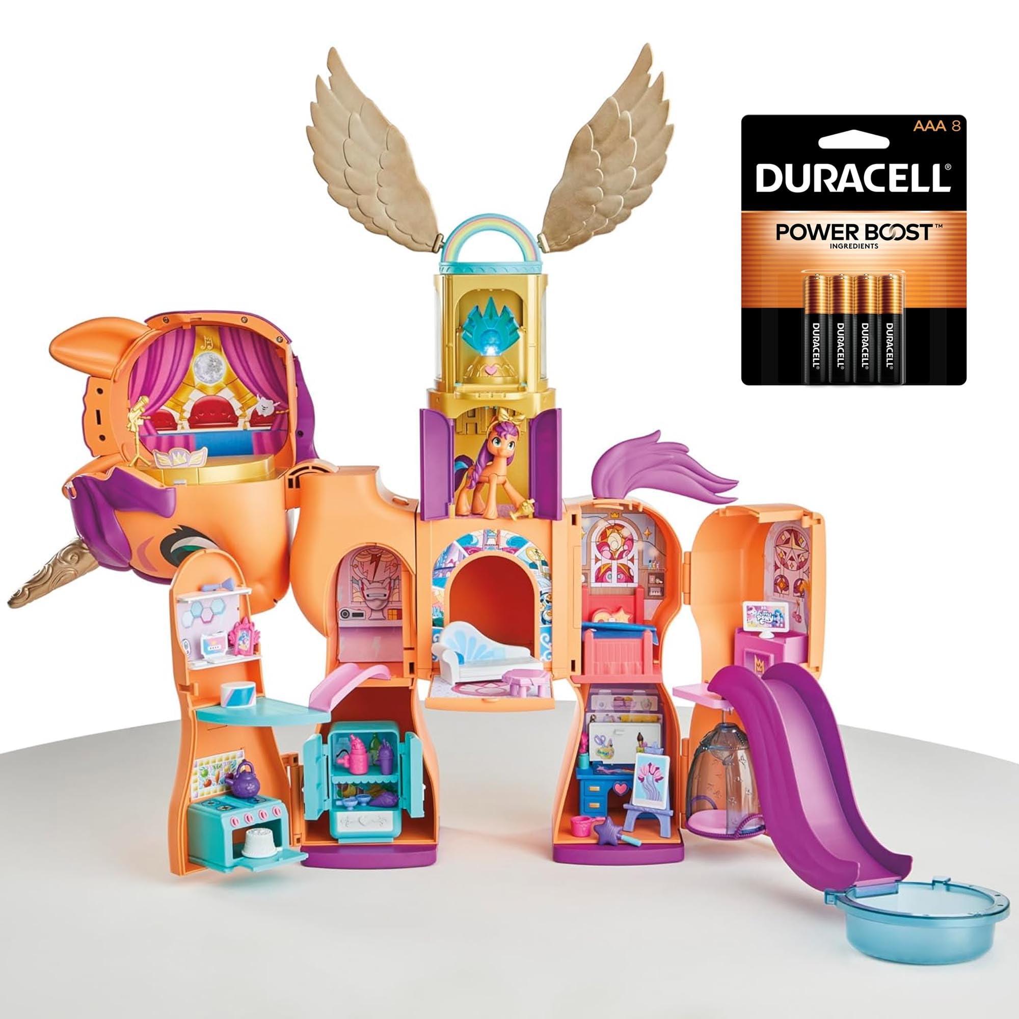 My Little Pony My Little Pony Sunny's 2-in 1 Playset, 25-Inch-Tall Transforming Doll with Figure and Accessories + Duracell Coppertop AAA Batteries 8 Count with Power Boost Ingredients (Bundle)