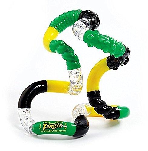 TANGLE Tangle Jr. Brain Tools Textured Sensory Fidget Toy, 3 Pack, Green Yellow Black, Blue Orange Green, Red Pink Blue