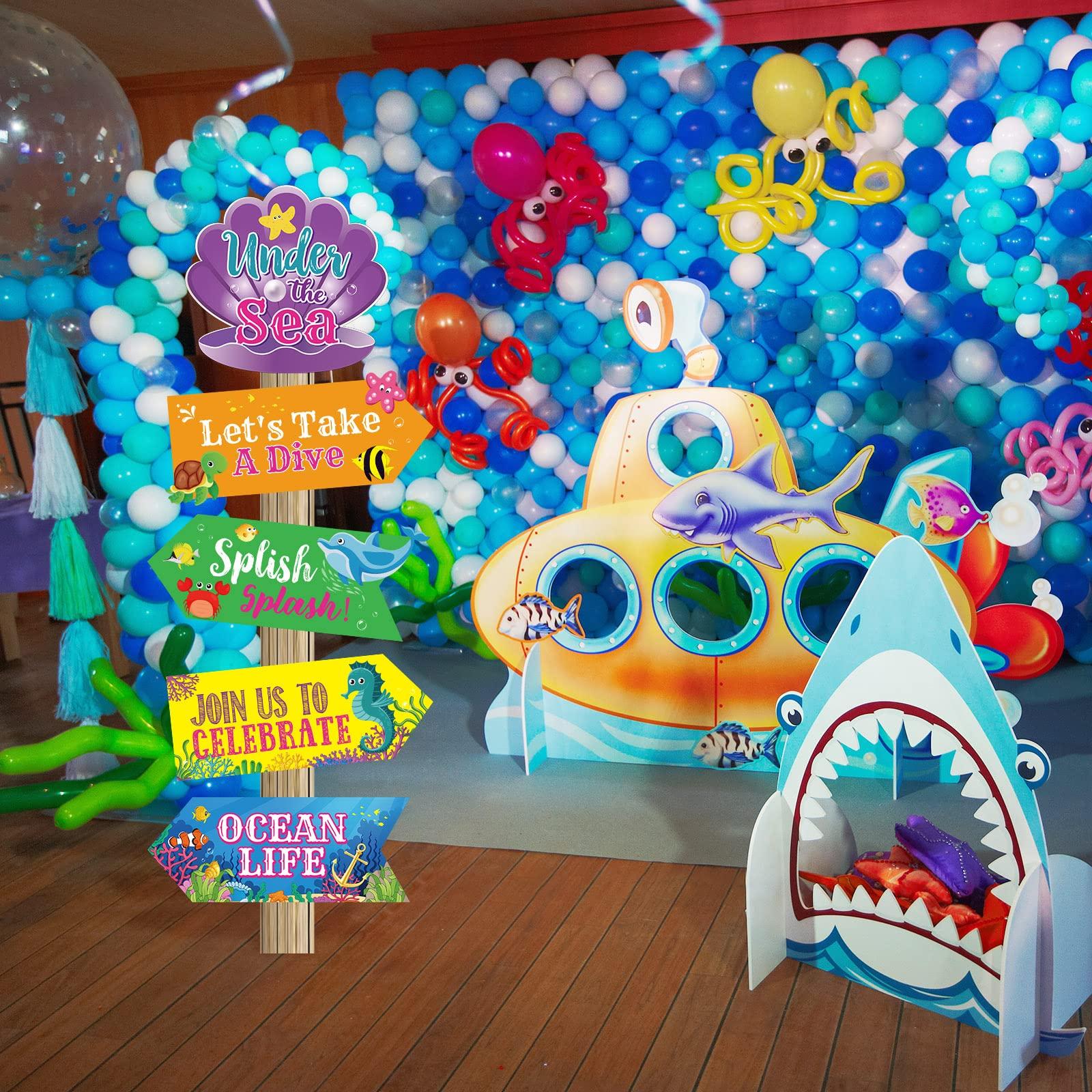 Spakon 20 Pieces Under The Sea Party Decorations Ocean Sea Animal Party signs Ocean Themed Birthday Party decor Baby shower Beach Party Supplies for Boys Girls Kids