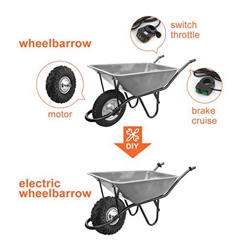 L-faster 350W All Terrain Electric Wheelbarrow Wheel With 145/70-6 Fat Off Road Rough Tyre 14.5\" Electrical Trolley Gear Motor48V 350W